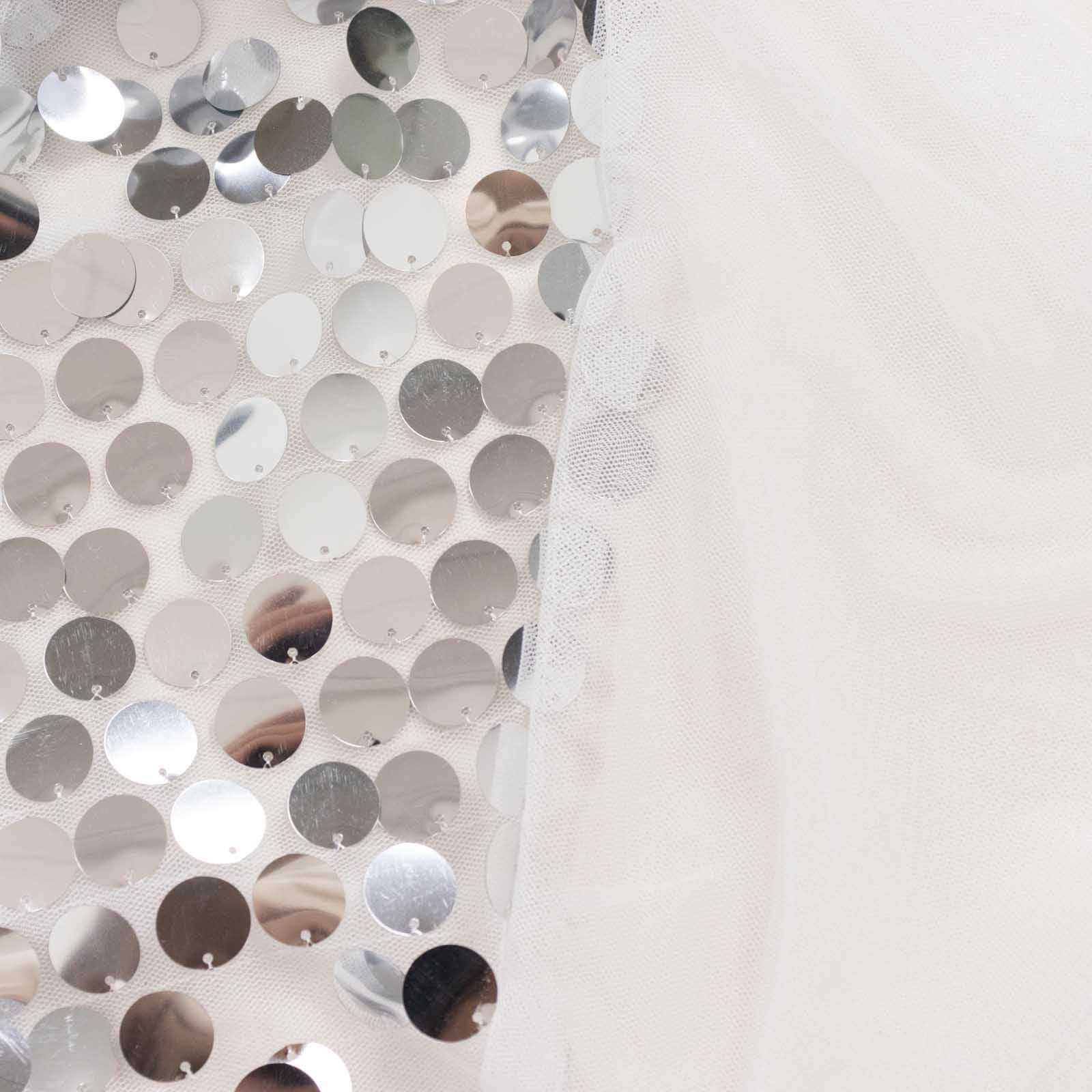 7.5ft Sparkly Silver Big Payette Sequin Wedding Arch Cover for Round Backdrop Stand