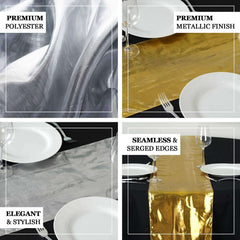 Shiny Metallic Lame 13"x108" Table Runner Gold - Glamorous Shimmer Table Decor