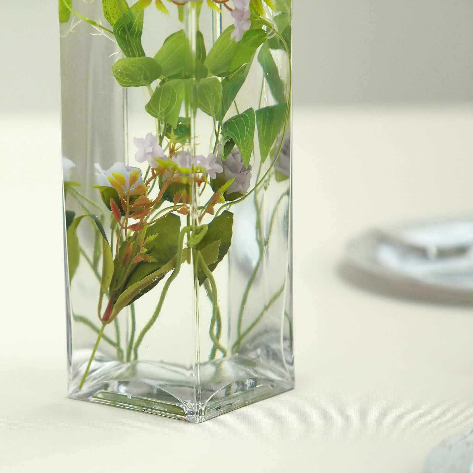 6-Pack Glass Cylinder Vases Square Clear - Durable Heavy Duty Floral Centerpieces for Weddings 18"