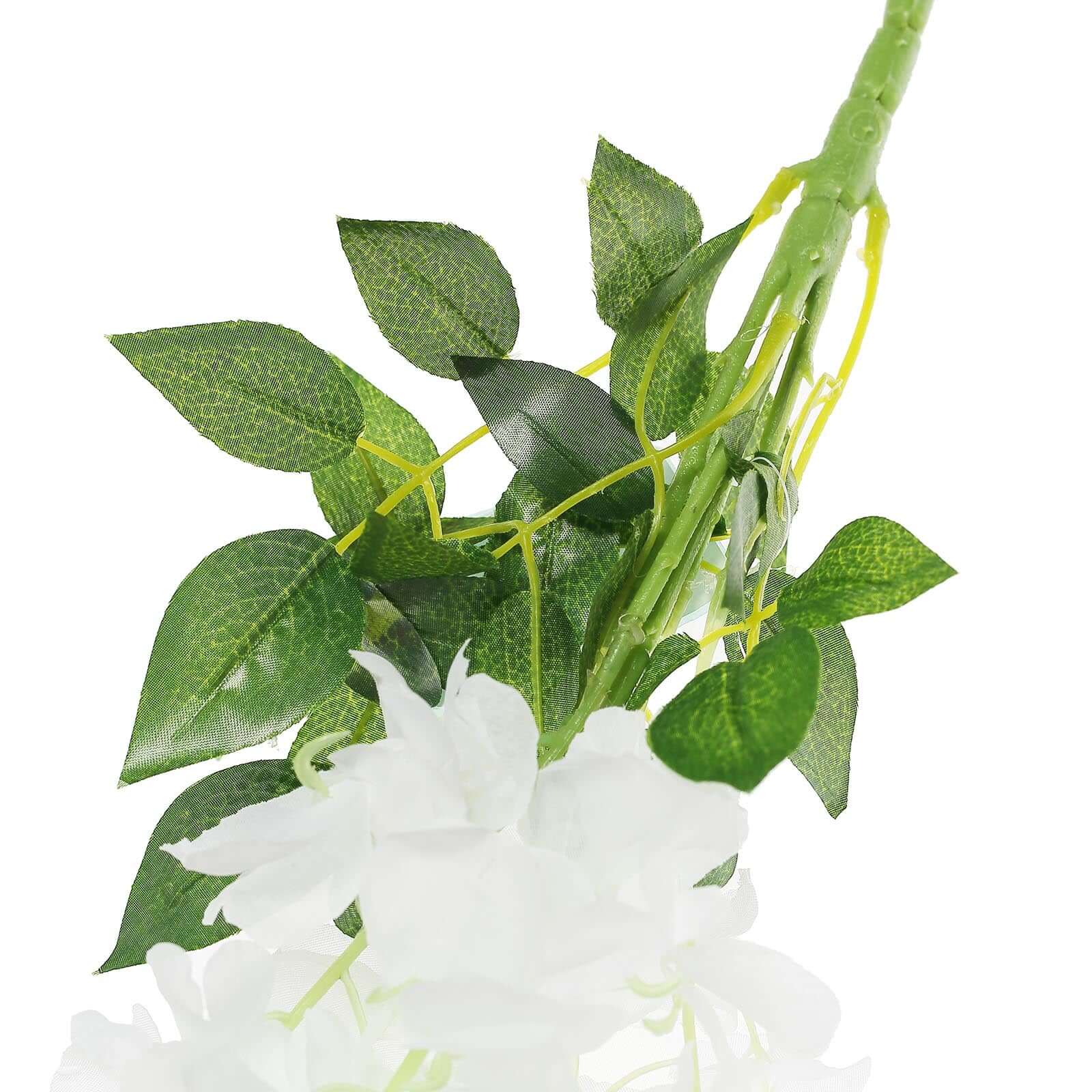 42" Silk Hanging Wisteria Flower Garland Vines in White, Elaborated 5 Full Strands in 1 Bush