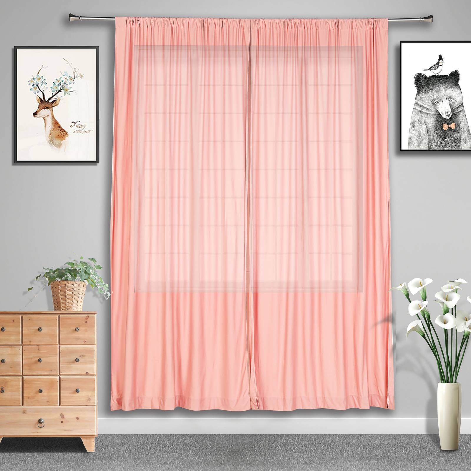 2 Pack Dusty Rose Scuba Polyester Event Curtain Drapes, Durable Flame Resistant Backdrop Event Panels Wrinkle Free with Rod Pockets - 10ftx10ft