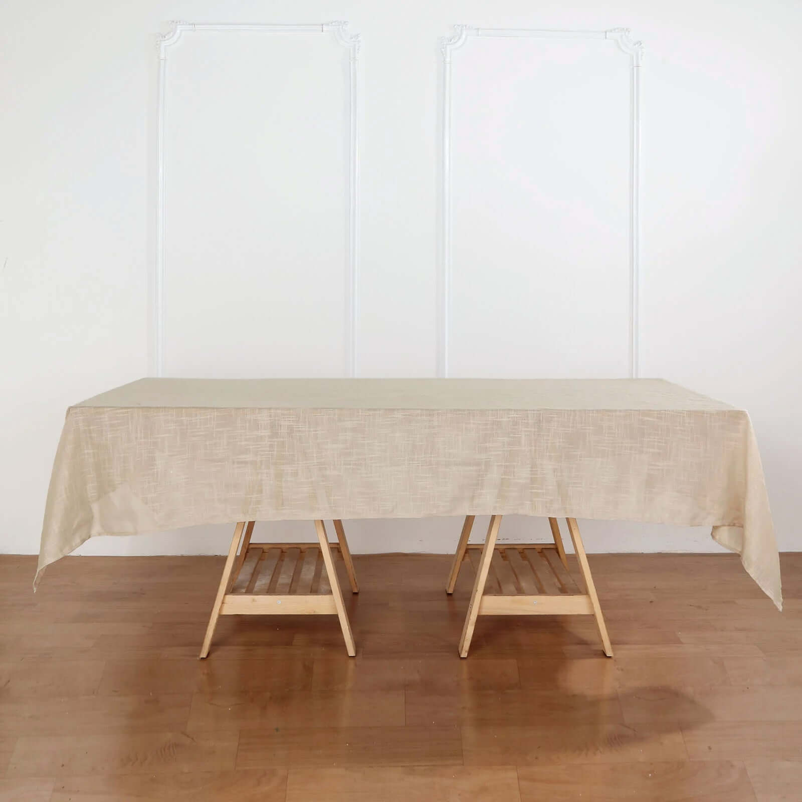 Faux Linen 60"x102" Rectangular Tablecloth Beige - Slubby Textured & Wrinkle Resistant Table Cover