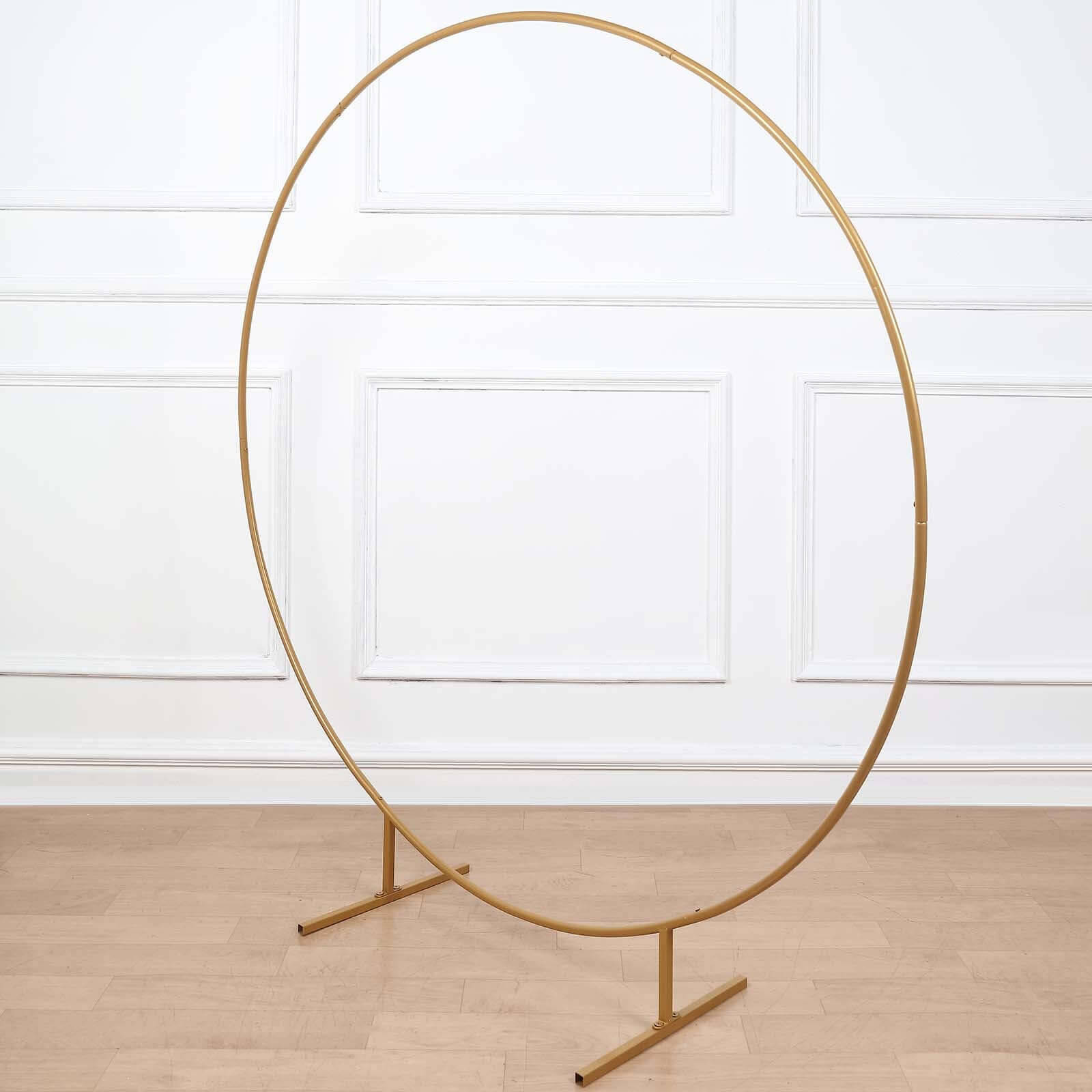 5ft Gold Metal Round Wedding Arch Arbor, Balloon Circle, Flower Frame Backdrop Stand
