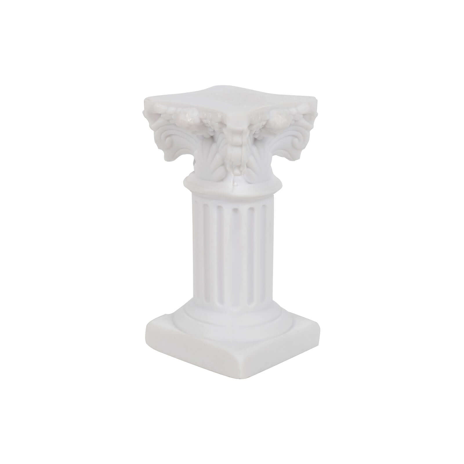 6-Pack Resin Roman Column Pillar Pedestal Candle Holders, Greek Statue Antique White Stands Sturdy Decorative Design 2.5"
