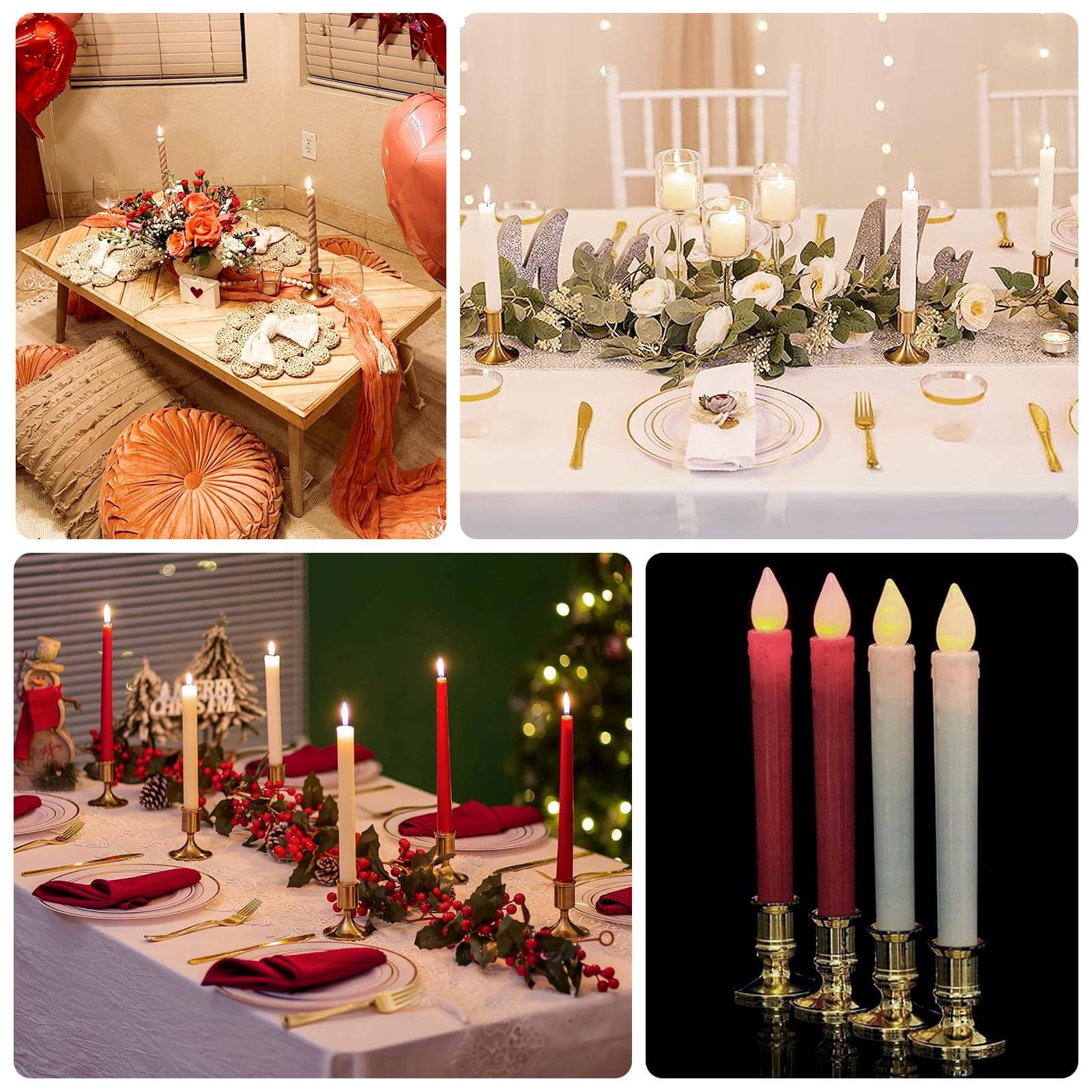 Set of 4 Metal Taper Candle Holders Vintage Gold with Sturdy Round Base - Traditional Pillar Candlestick Holders 2.5", 3"