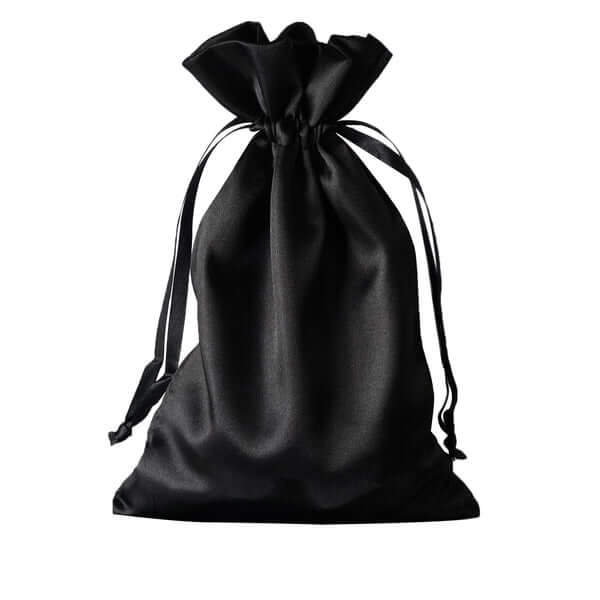 12 Pack 6"x9" Black Satin Drawstring Wedding Party Favor Gift Bags