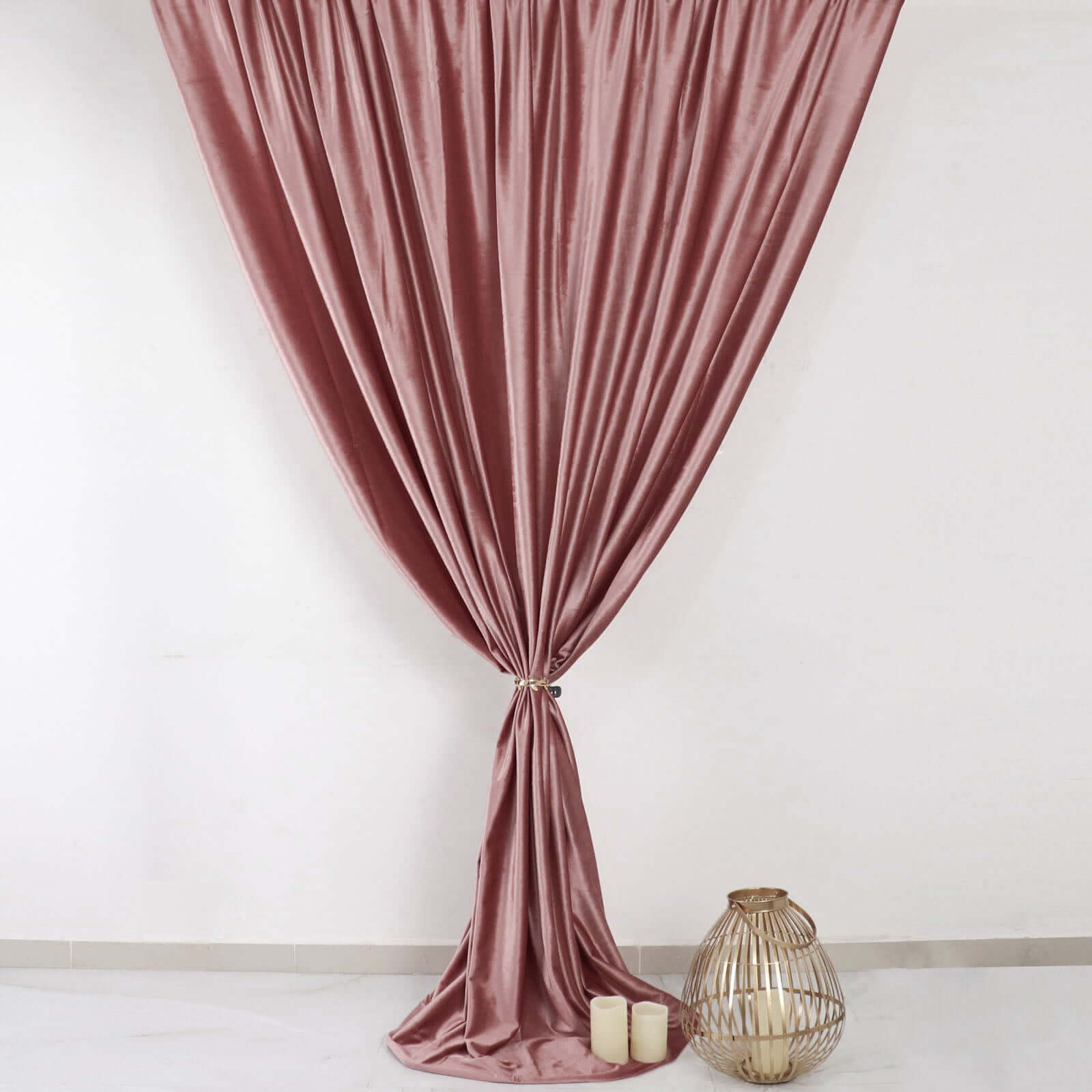 Dusty Rose Crushed Velvet Backdrop Curtain – 8ft x 8ft Event Drape with Rod Pocket, Privacy Panel for Photo Booths & Events