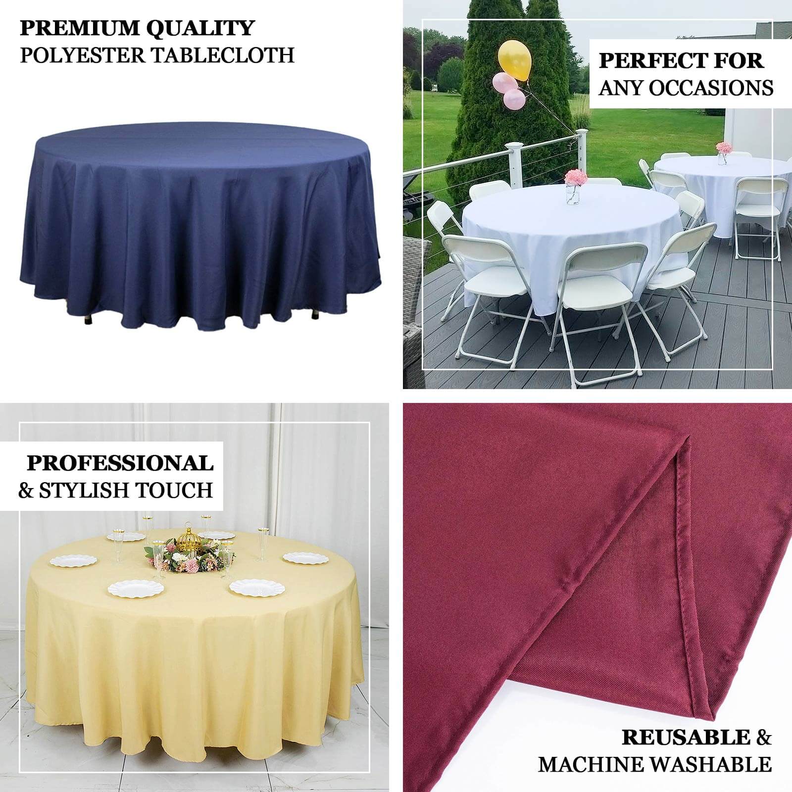 Premium Polyester 108" Round Tablecloth Pink - Wrinkle-Resistant 220GSM Table Cover