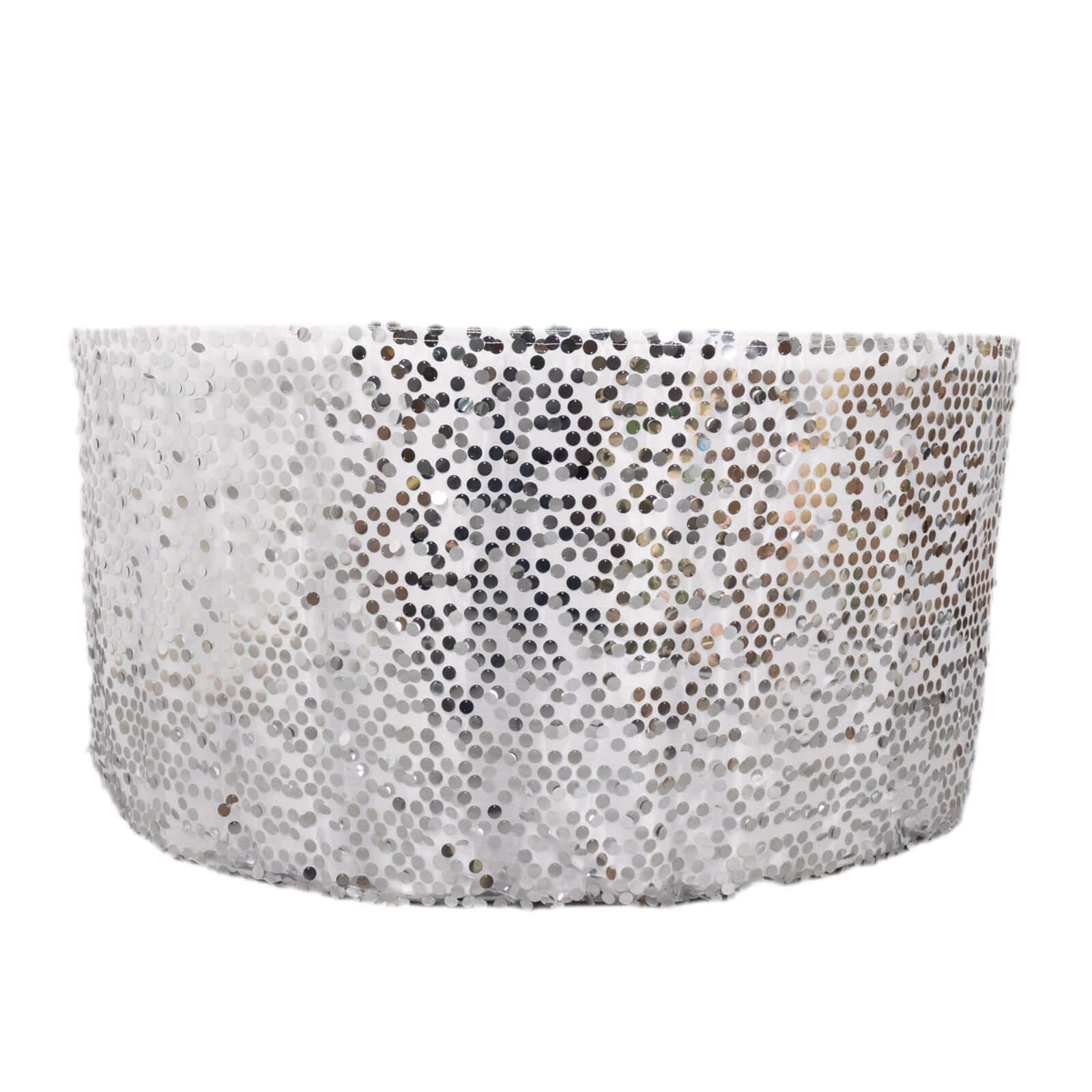 Payette Sequin 21ft Table Skirt Silver - Dual Layered Satin Table Cover