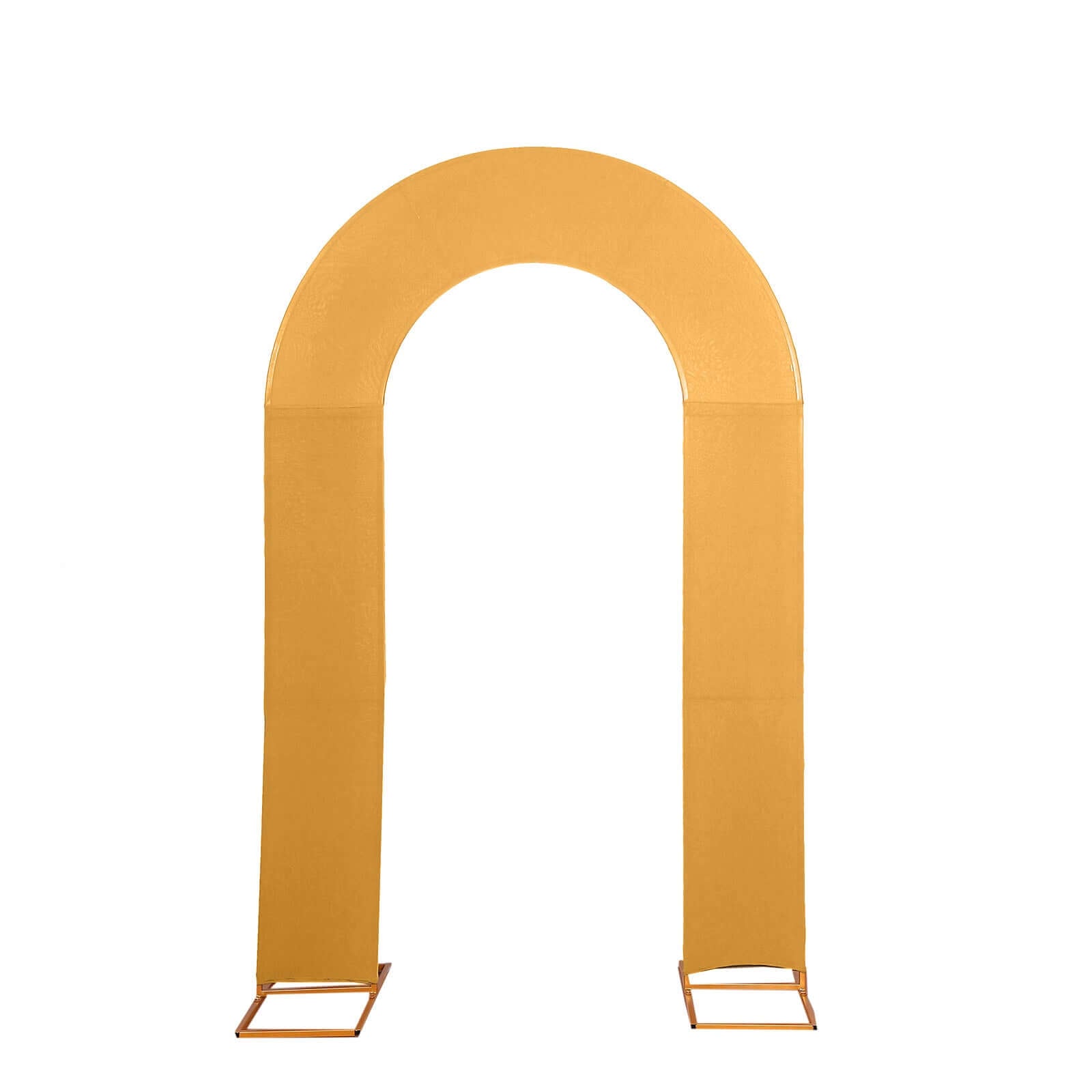 8ft Gold Spandex Fitted Open Arch Wedding Arch Cover, Double-Sided U-Shaped Backdrop Slipcover