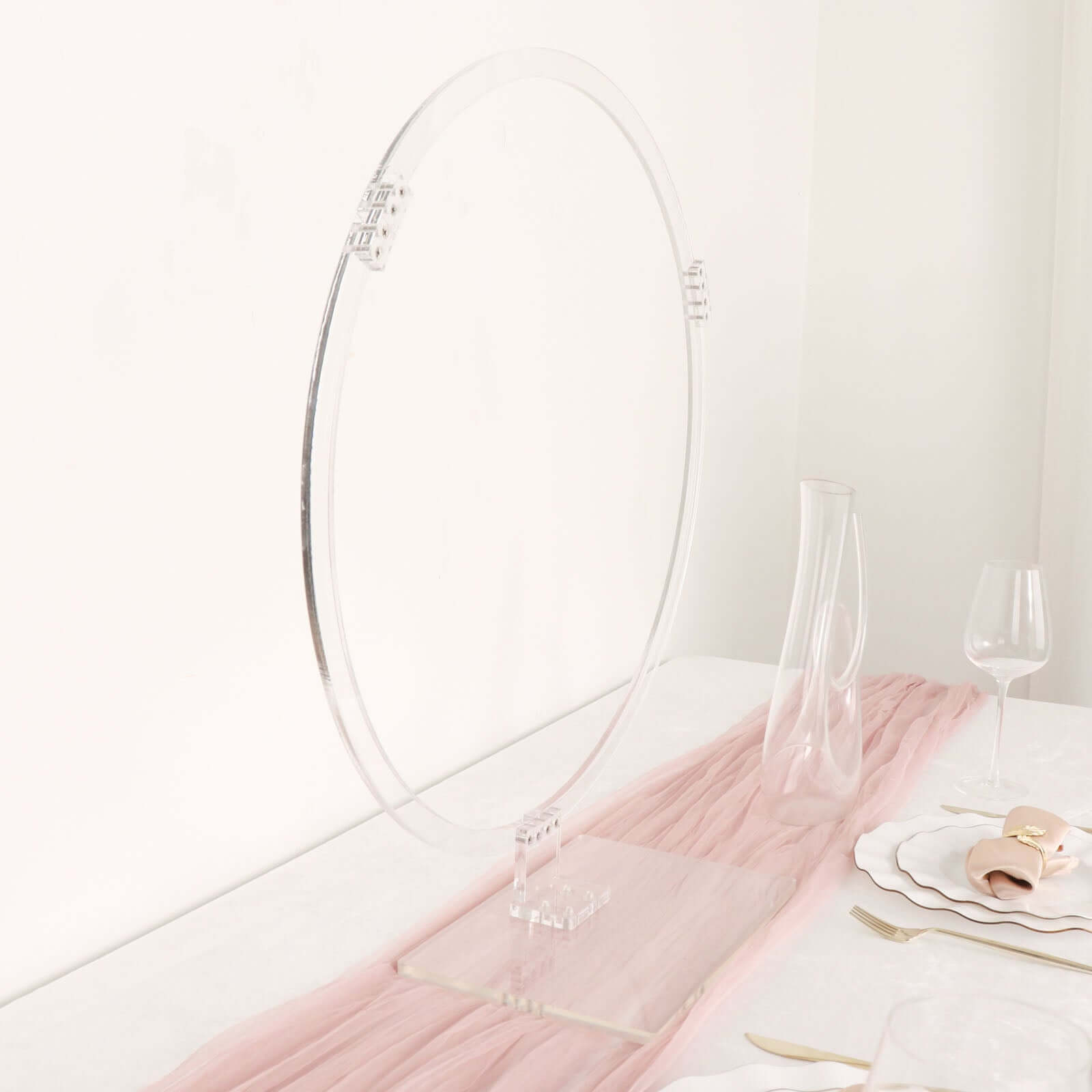Table Wedding Arch Hoop Stand Acrylic Round Clear - Wreath Tabletop Centerpiece for Weddings 26"