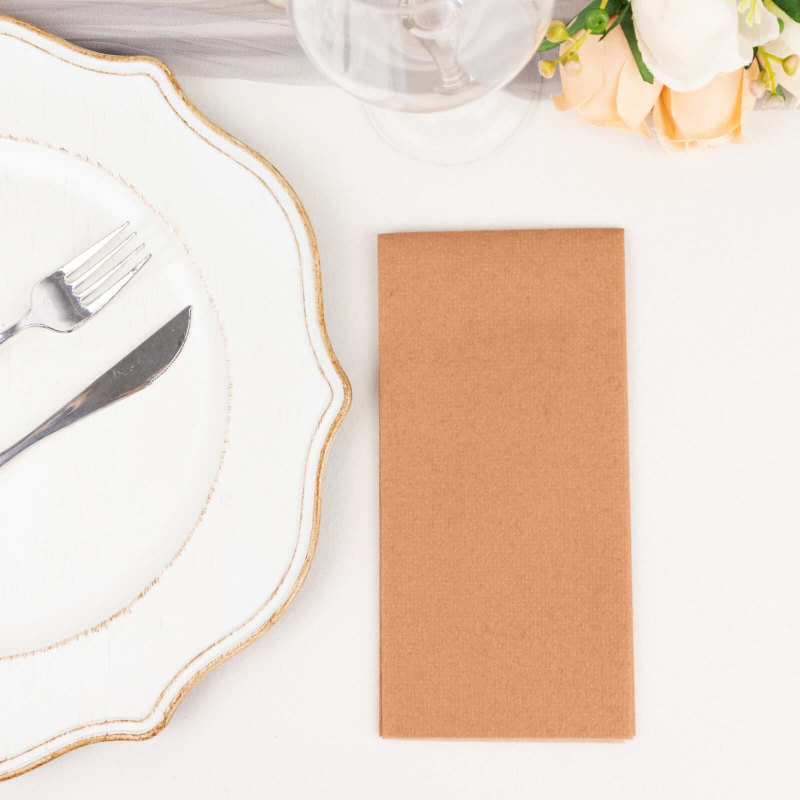 20 Pack Linen-Like Paper 8.5"x4" Napkins Terracotta (Rust) - Highly Absorbent & Disposable Airlaid Guest Towels