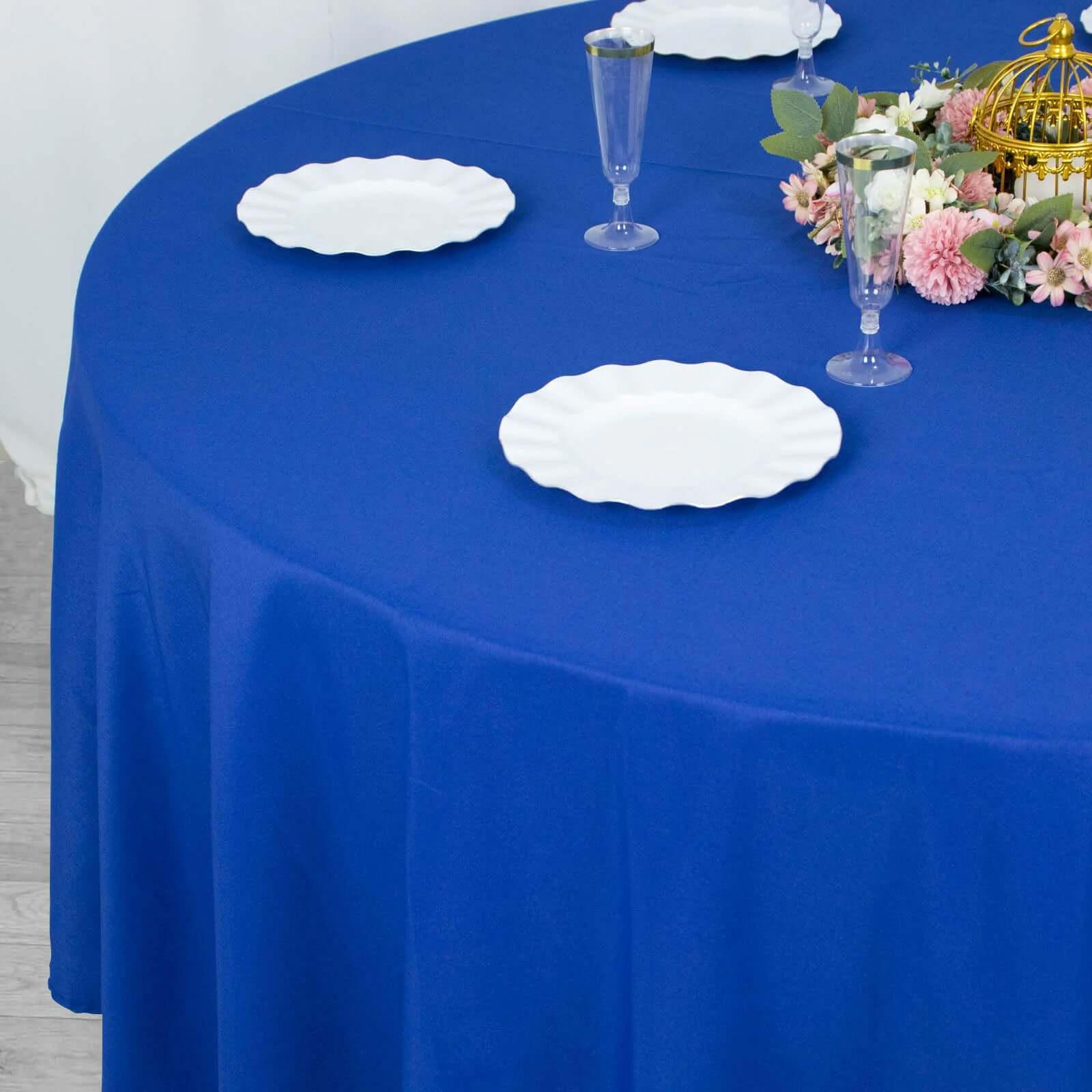Premium Polyester 108" Round Tablecloth Royal Blue - Wrinkle-Resistant 220GSM Table Cover