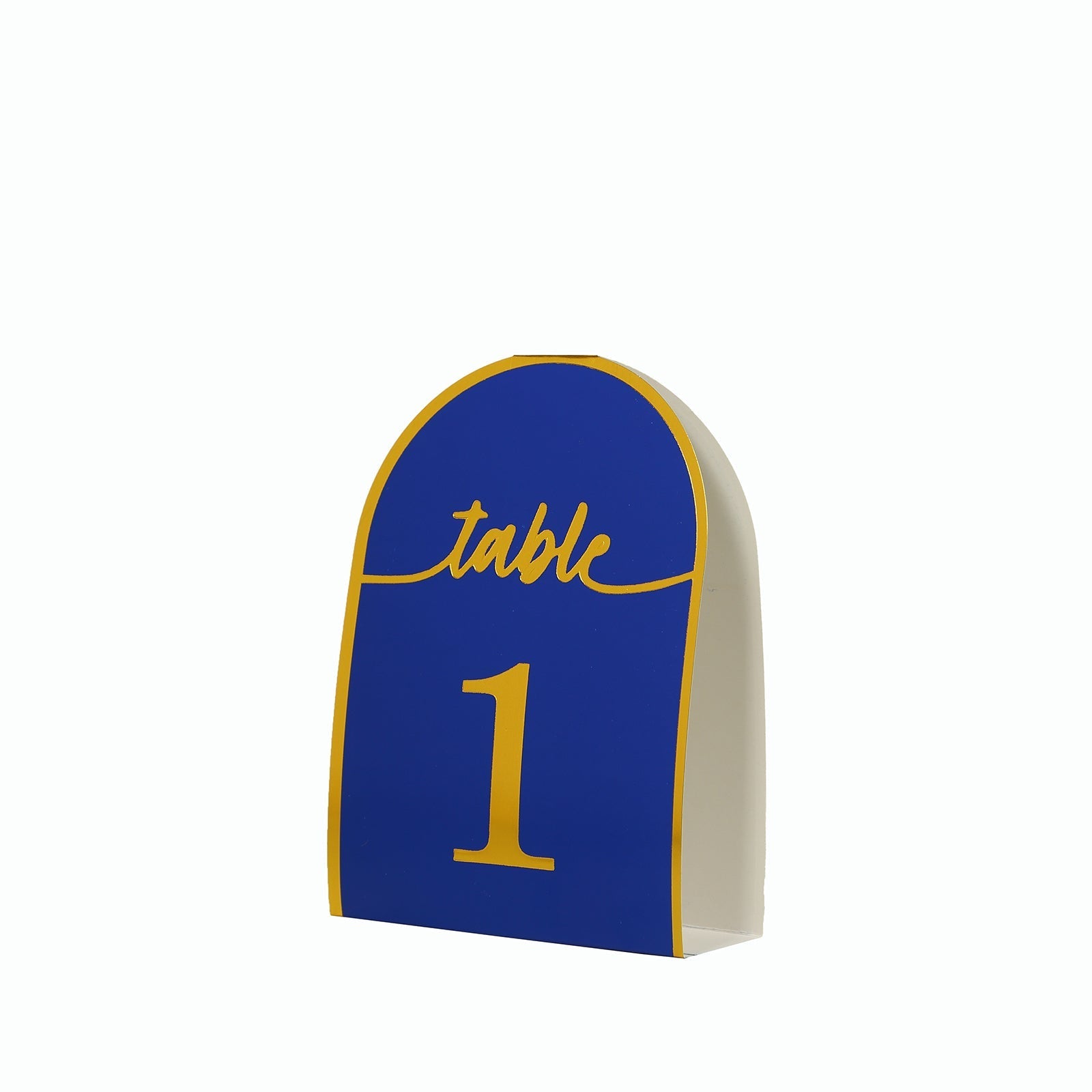 25-Pack 7" Disposable Table Numbers, Royal Blue Free Standing Double Sided Table Number Place Cards with Metallic Gold Foil Numbers 1-25
