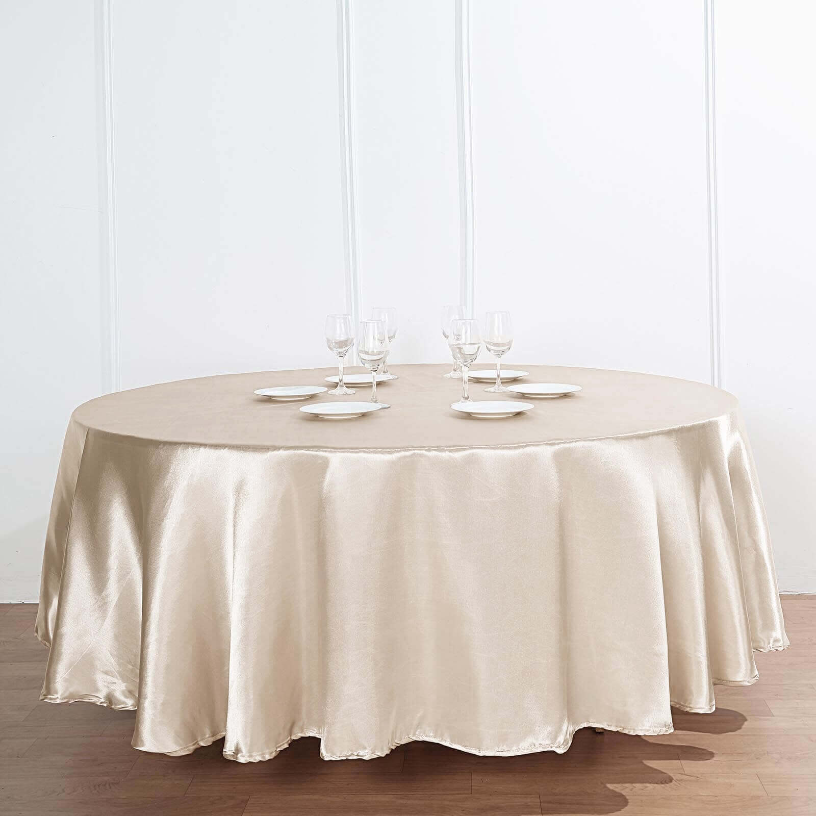 Satin 108" Round Tablecloth Beige - Smooth and Lustrous Table Cover