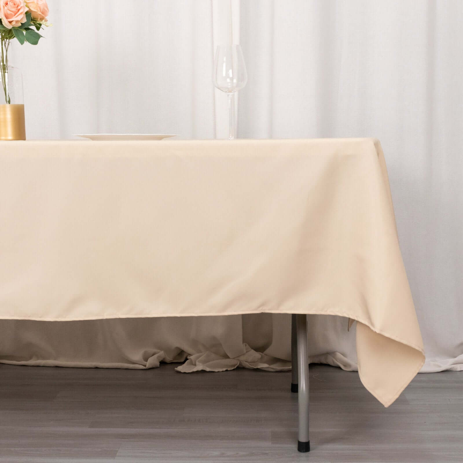 Premium Polyester 60"x102" Rectangle Tablecloth Beige - Durable 220GSM Wrinkle-Resistant Table Cover