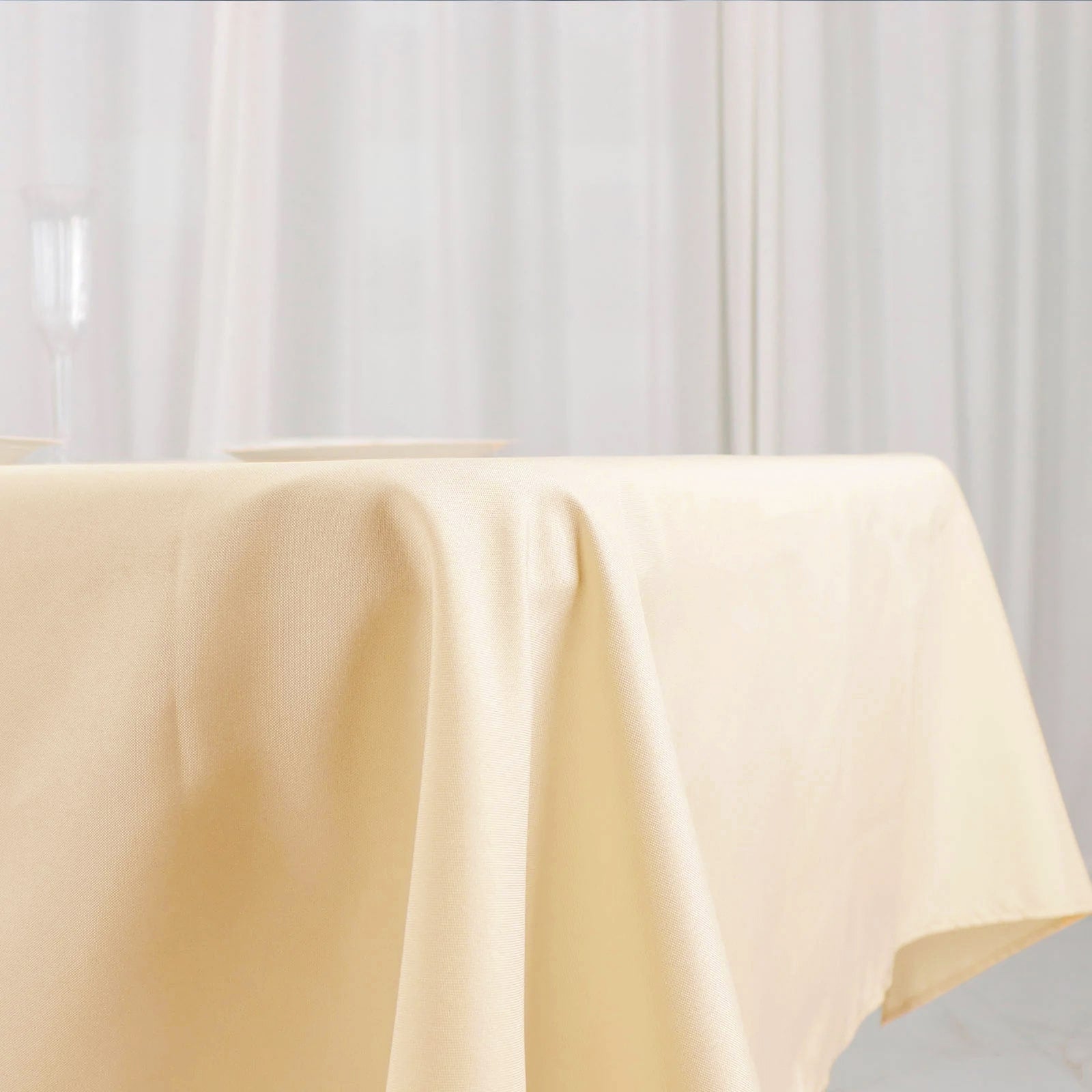 Polyester 54"x96" Rectangle Tablecloth Beige - Wrinkle-Resistant & Easy-to-Care Table Cover