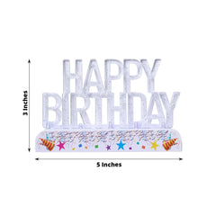 LED Cake Topper Multicolor Flashing Clear Acrylic - Perfect Happy Birthday Party Decor 5"x3"