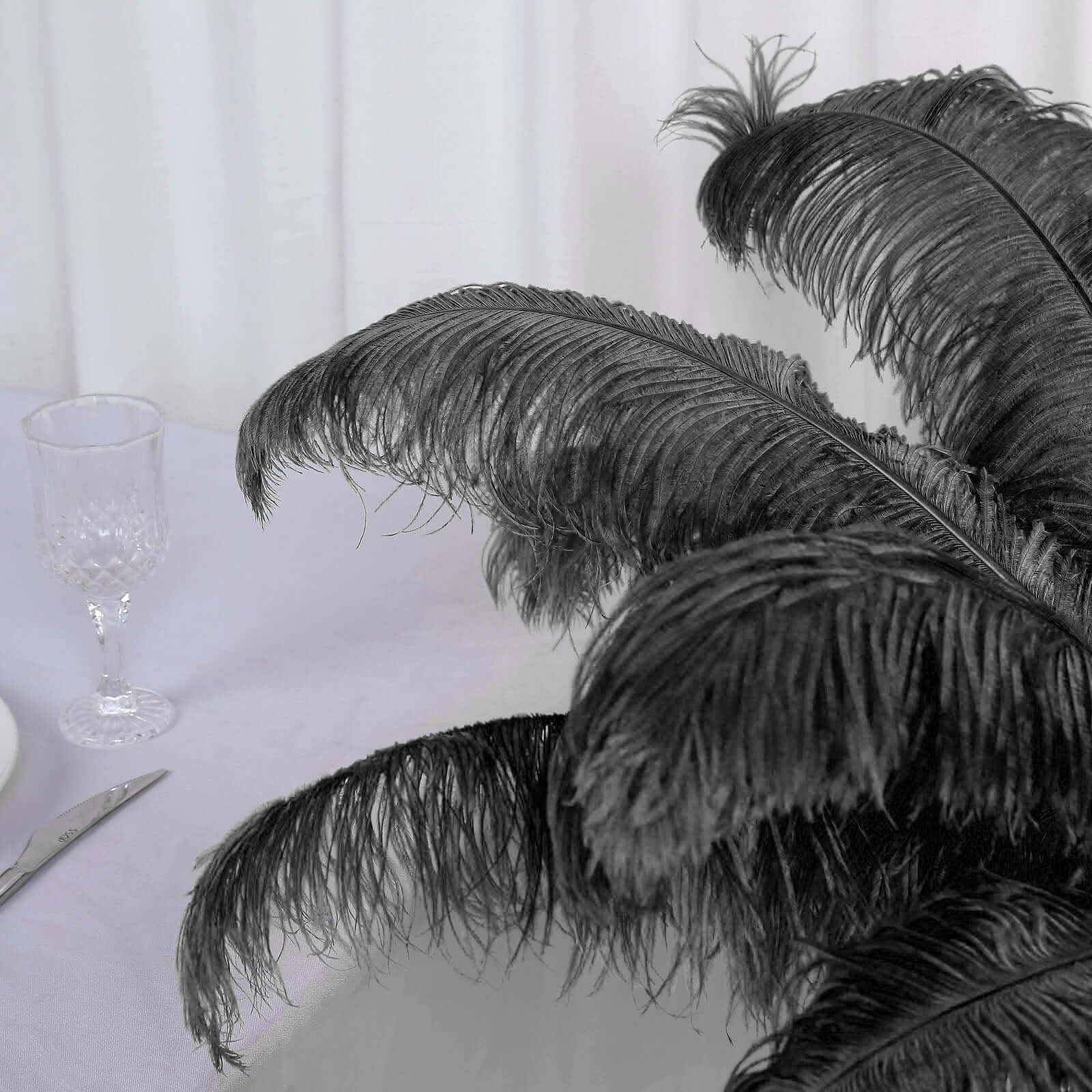 12 Pack Black Natural Plume Ostrich Feathers Centerpiece Filler - 24"-26"