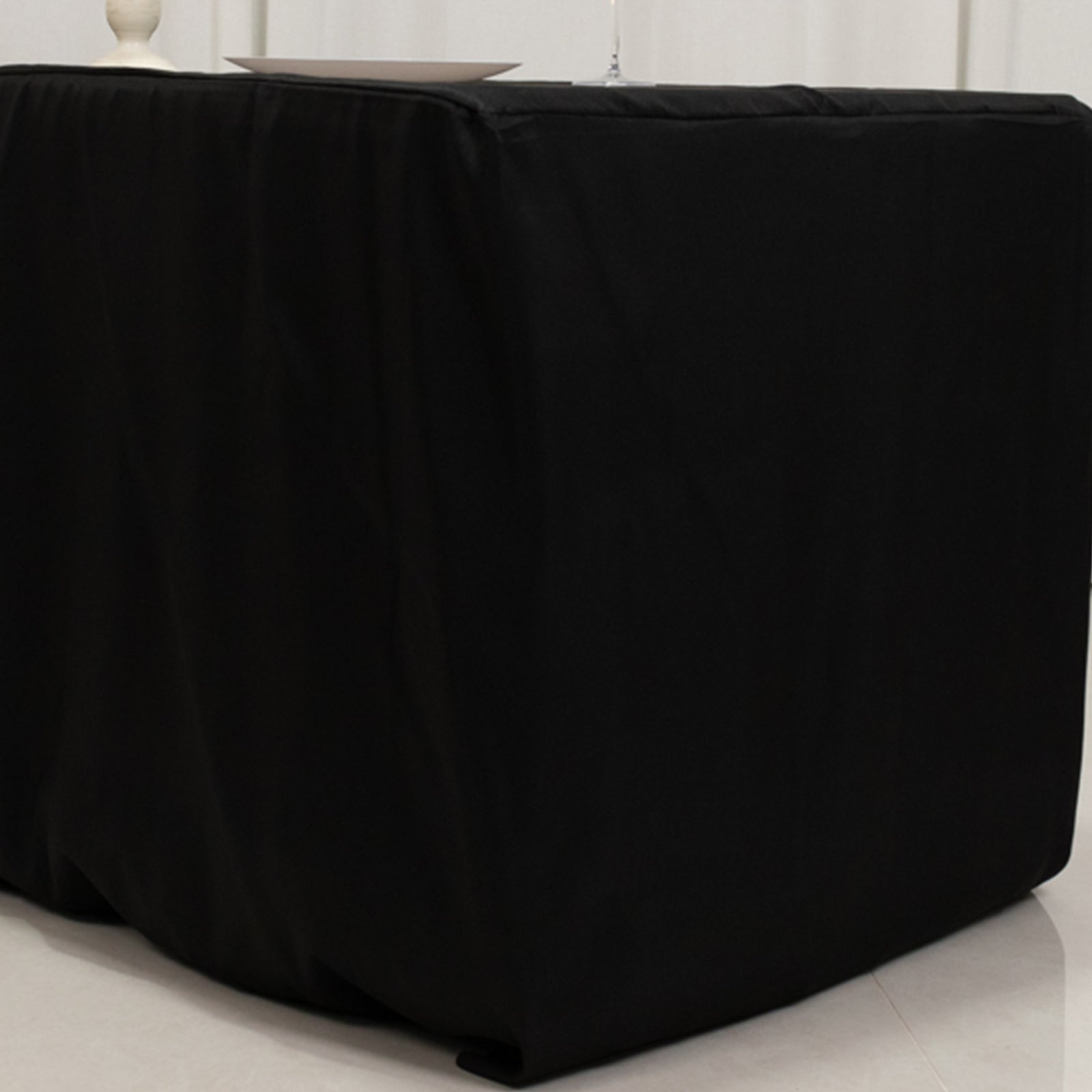 Premium Polyester 6ft Rectangle Tablecloth Black Durable Fitted 220GSM Table Cover