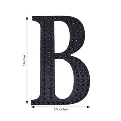 Decorative Rhinestone Alphabet "B" Letter Stickers, Glitter Adhesive Craft Letters Black DIY Sparkle Embellishments 6"