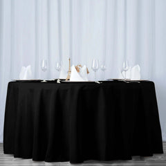 Premium Polyester 108" Round Tablecloth Black - Wrinkle-Resistant 220GSM Table Cover for Weddings & Events