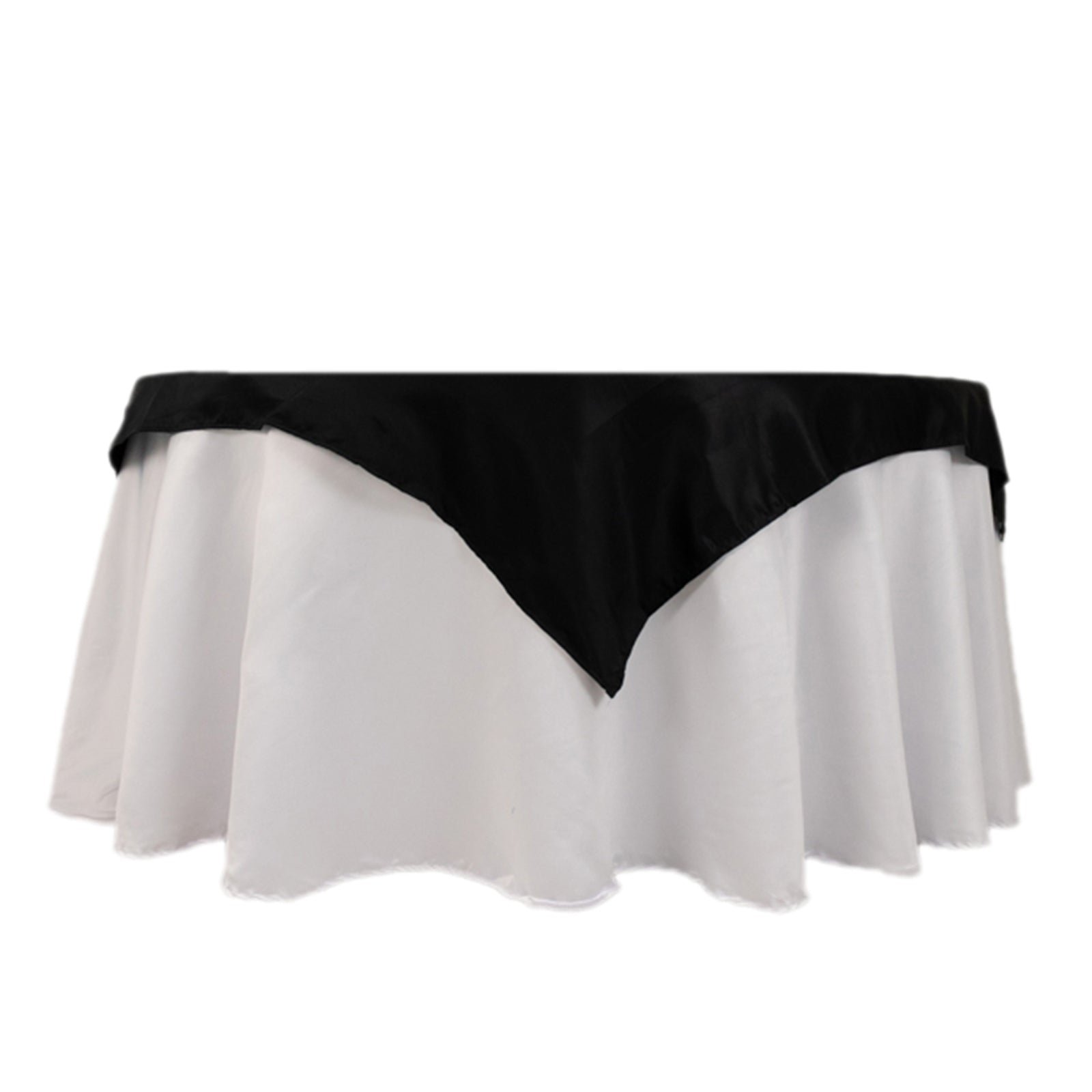 Lamour Satin 54"x54" Table Overlay Square Tablecloth Black - Durable & Silk-Like Table Cover for Weddings & Parties