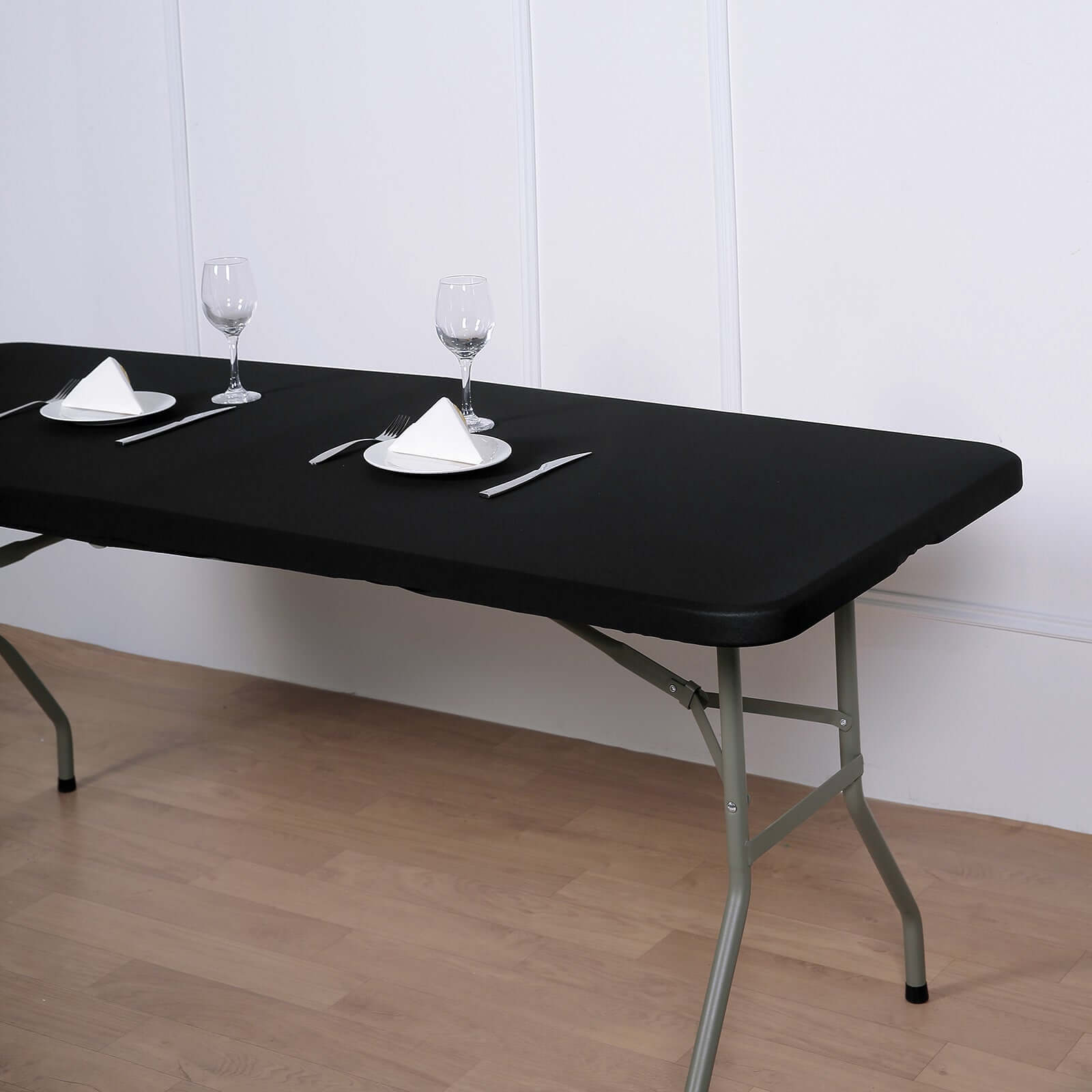 Stretch Spandex 72"x30" Rectangle Tablecloth Top Cover Black - Durable Fitted Table Topper Cap