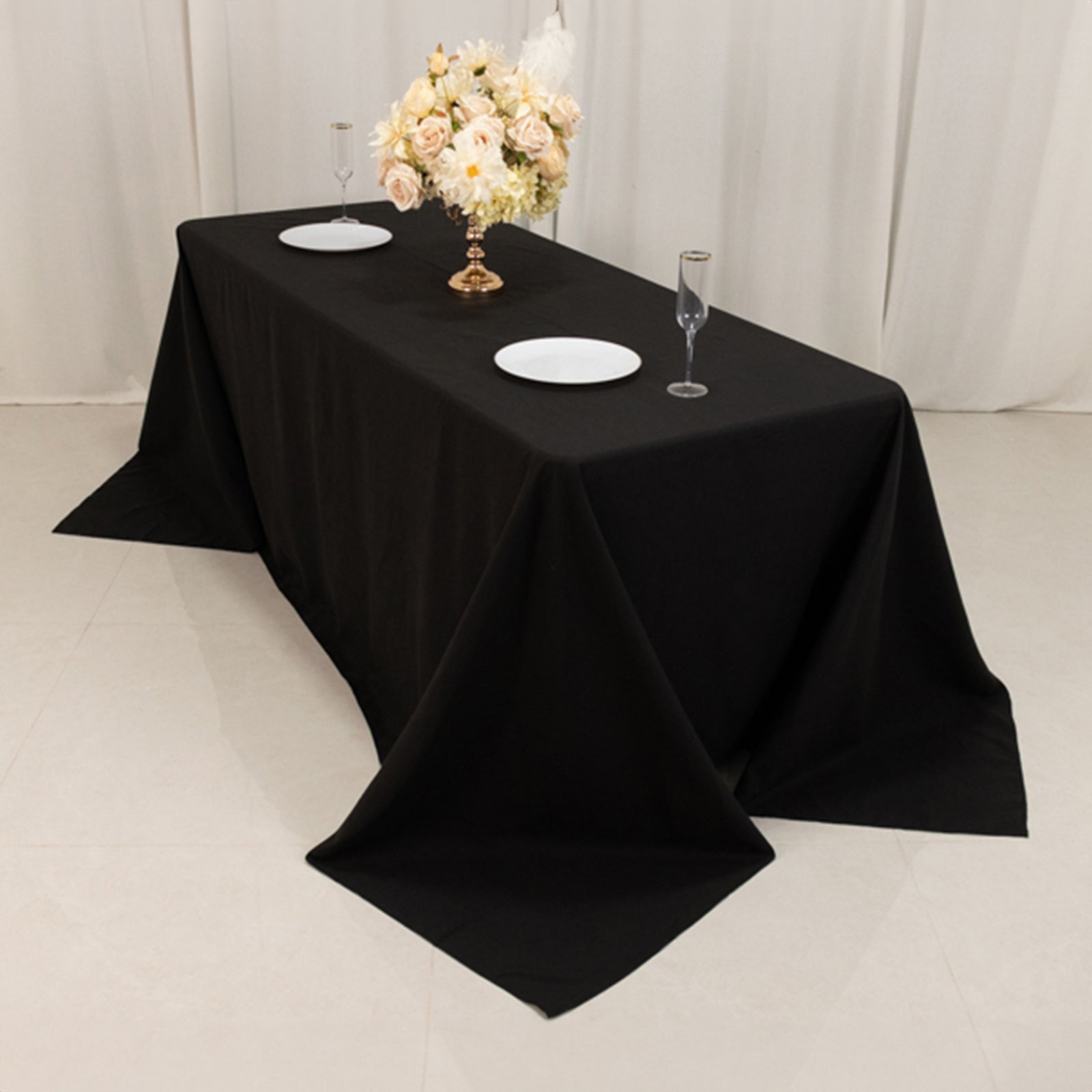 Cotton Blend 90"x132" Rectangle Tablecloth Black - Seamless Wrinkle-Resistant Table Cover