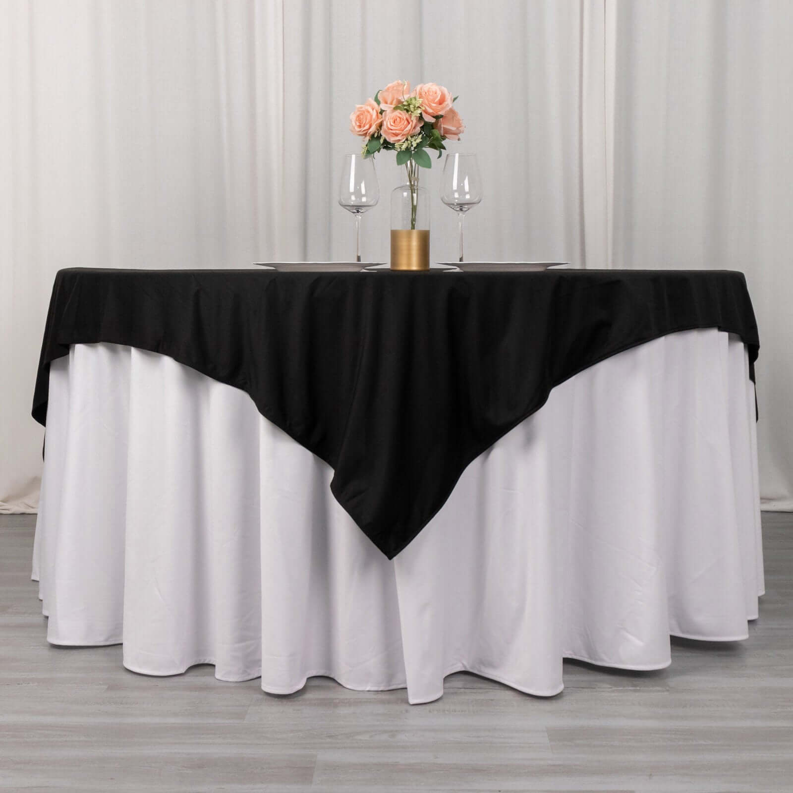 Scuba 70"x70" Table Overlay Square Tablecloth Black - Wrinkle Free & Stain Resistant Table Cover