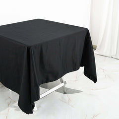 100% Cotton 70"x70" Square Tablecloth Black Linen - Soft & Breathable Fabric Table Cover