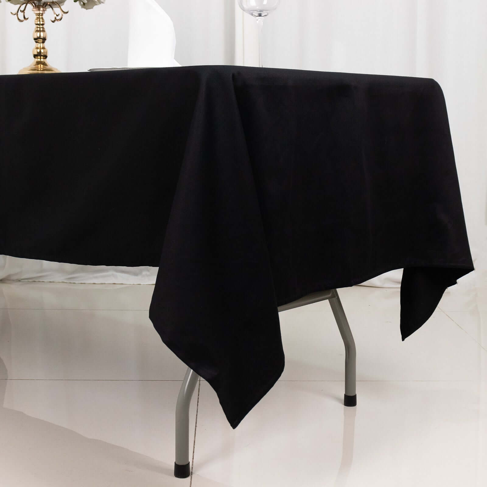100% Cotton 60"x102" Rectangle Tablecloth Black Linen - Soft & Breathable Table Cover