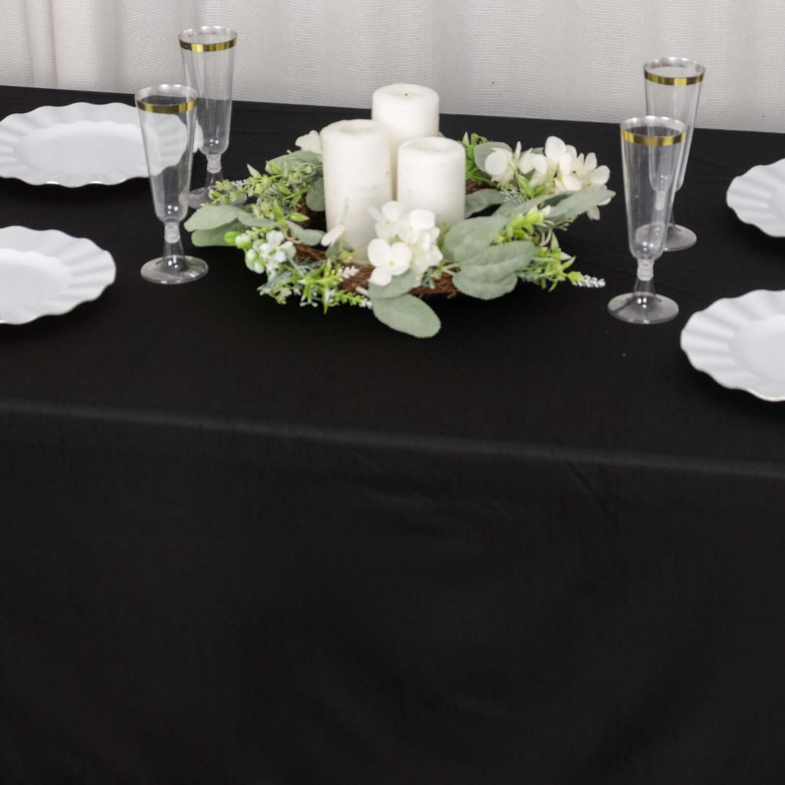Scuba Rectangular 60"x102" Tablecloth Black - Wrinkle Free & Stain Resistant Table Cover for Weddings and Banquets