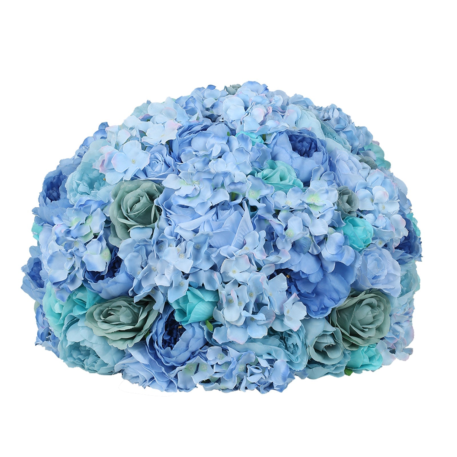 Pre-Arranged Silk Rose Wedding Centerpiece, Blue Artificial Rose Flower Balls Arrangement Table Decor - 20"