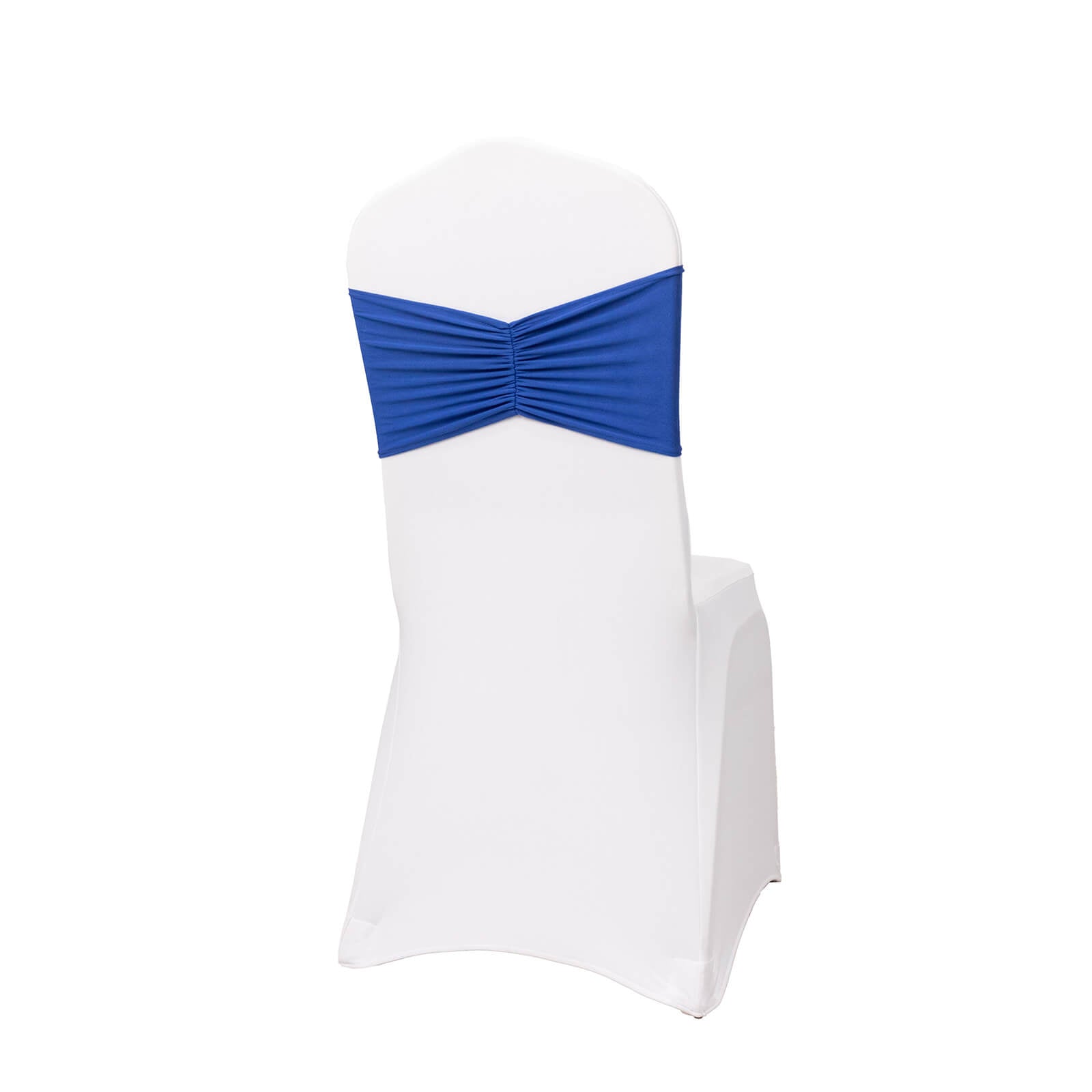 5 Pack Spandex Chair Sashes Royal Blue Ruffled Style - Wide Easy to Use Stretch Chair Bands 8"x13"