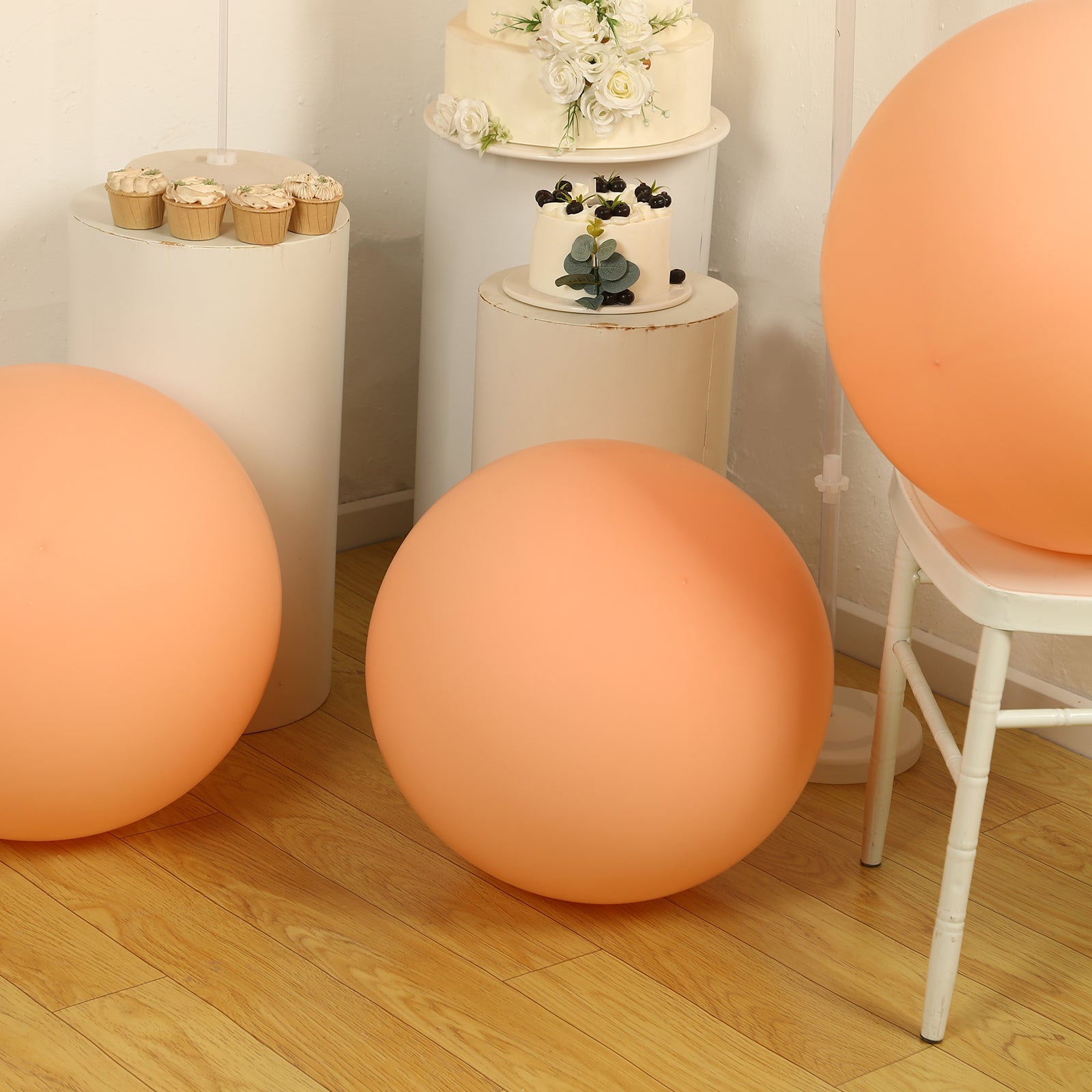 5 Pack Large Matte Pastel Blush Biodegradable Balloons, 36" Round Eco-friendly Thickened Latex Party Balloons