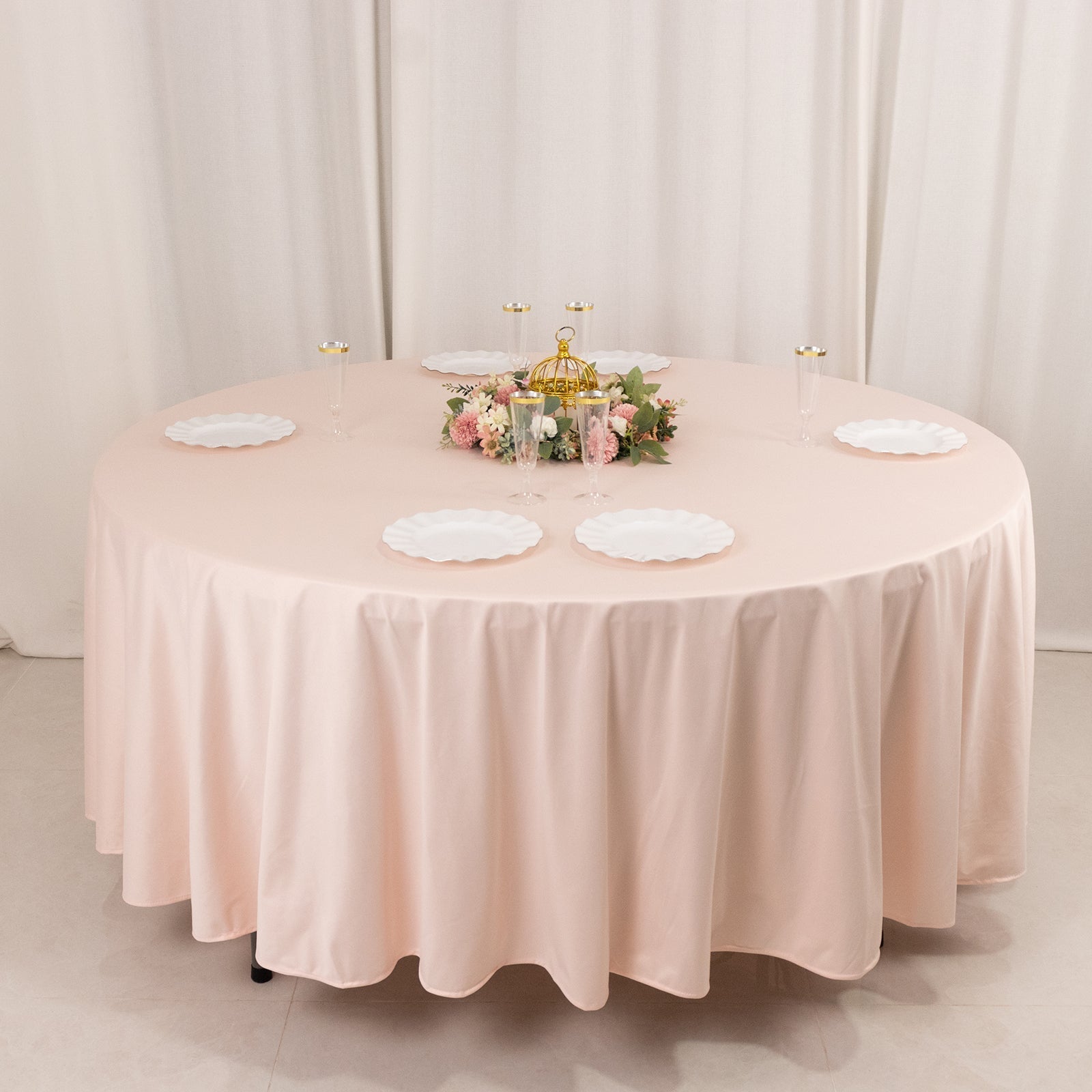 Scuba Round 108" Tablecloth Blush - Wrinkle Free & Stain Resistant Table Cover