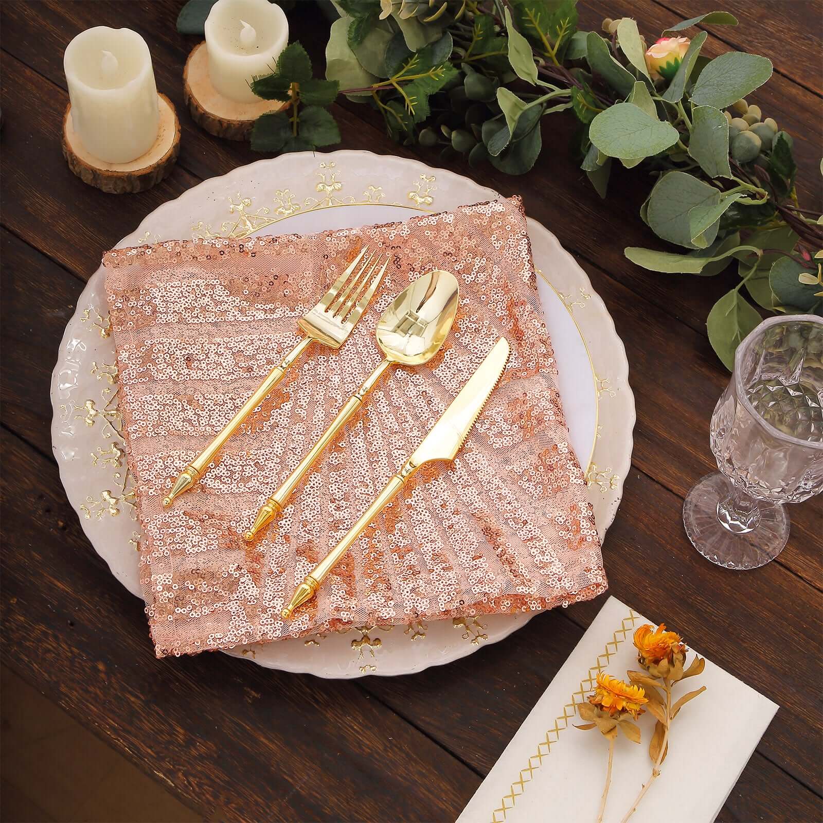 Sequin Napkins 20"x20" Blush - Diamond Pattern Reusable Napkin