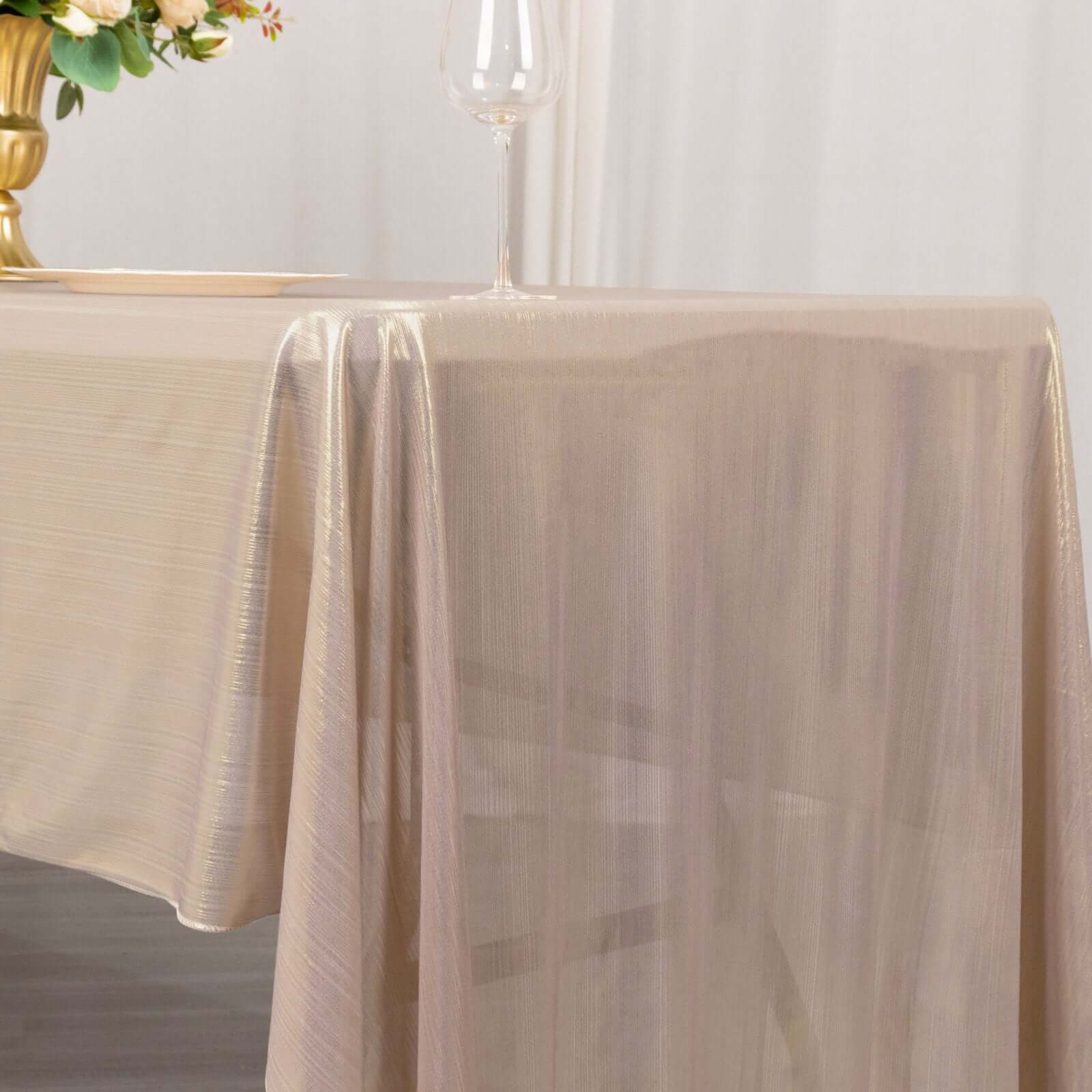 Sequin Dots Polyester 60"x126" Rectangle Tablecloth Shimmering Blush - Wrinkle Free & Sparkling Table Cover