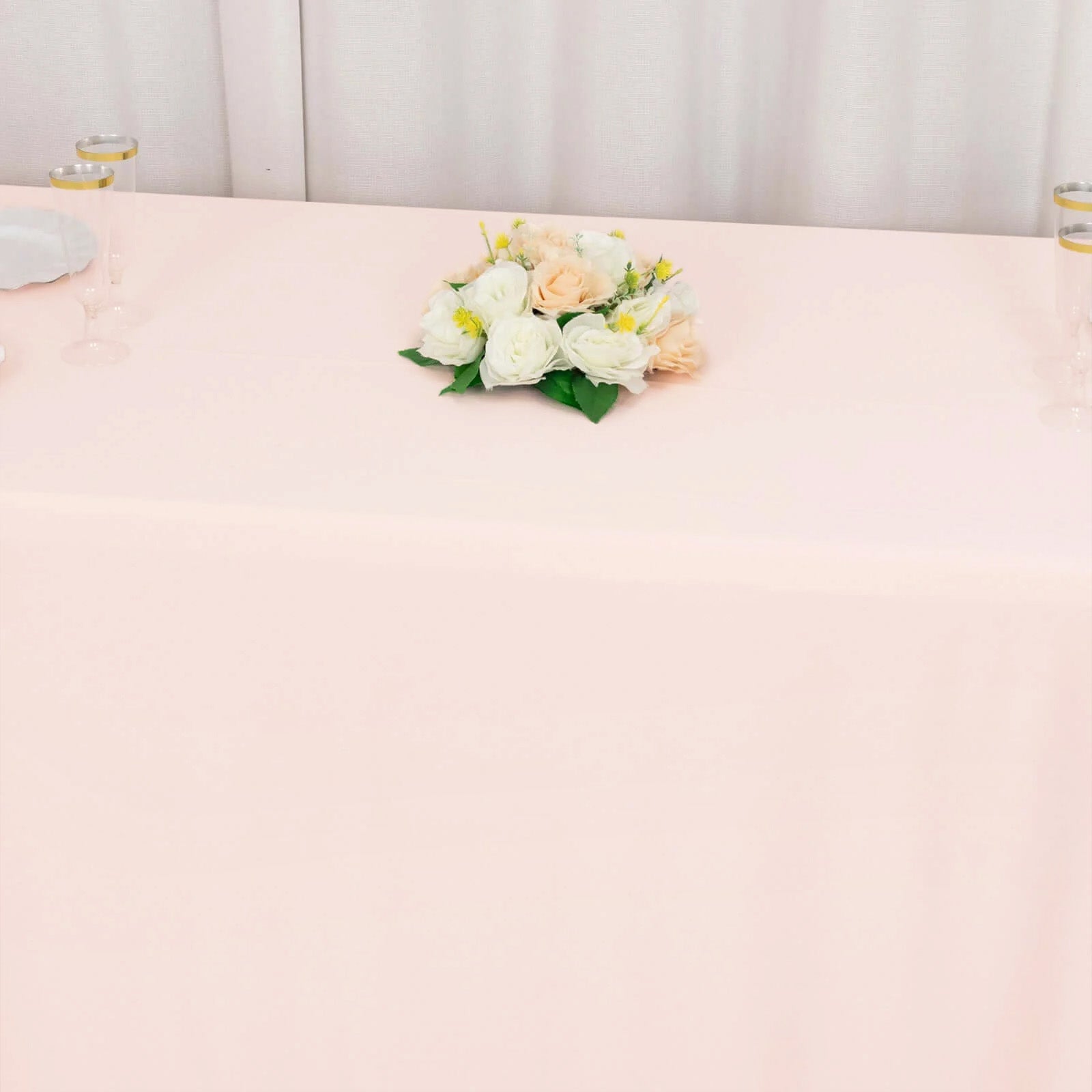 Scuba Rectangular 90"x156" Tablecloth Blush - Wrinkle Free, Stain Resistant & Seamless Table Cover