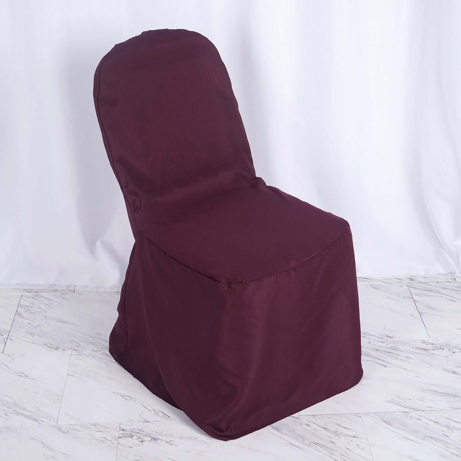 Polyester Slip On Banquet Chair Covers Burgundy - Stain-Resistant Reusable Durable Fabric