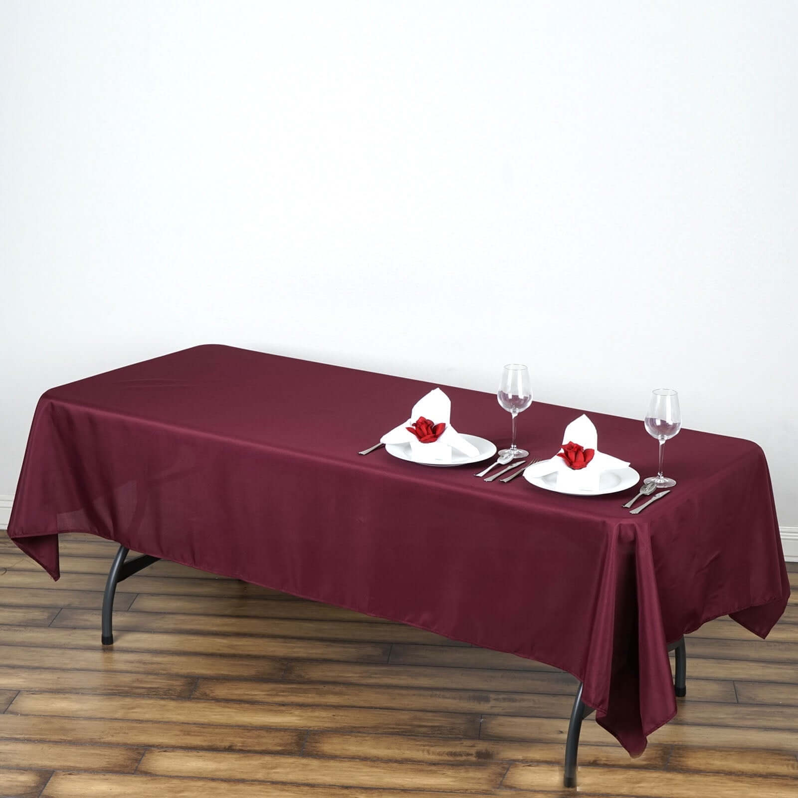Polyester 60"x102" Rectangle Tablecloth Burgundy - Durable and Stylish Table Cover
