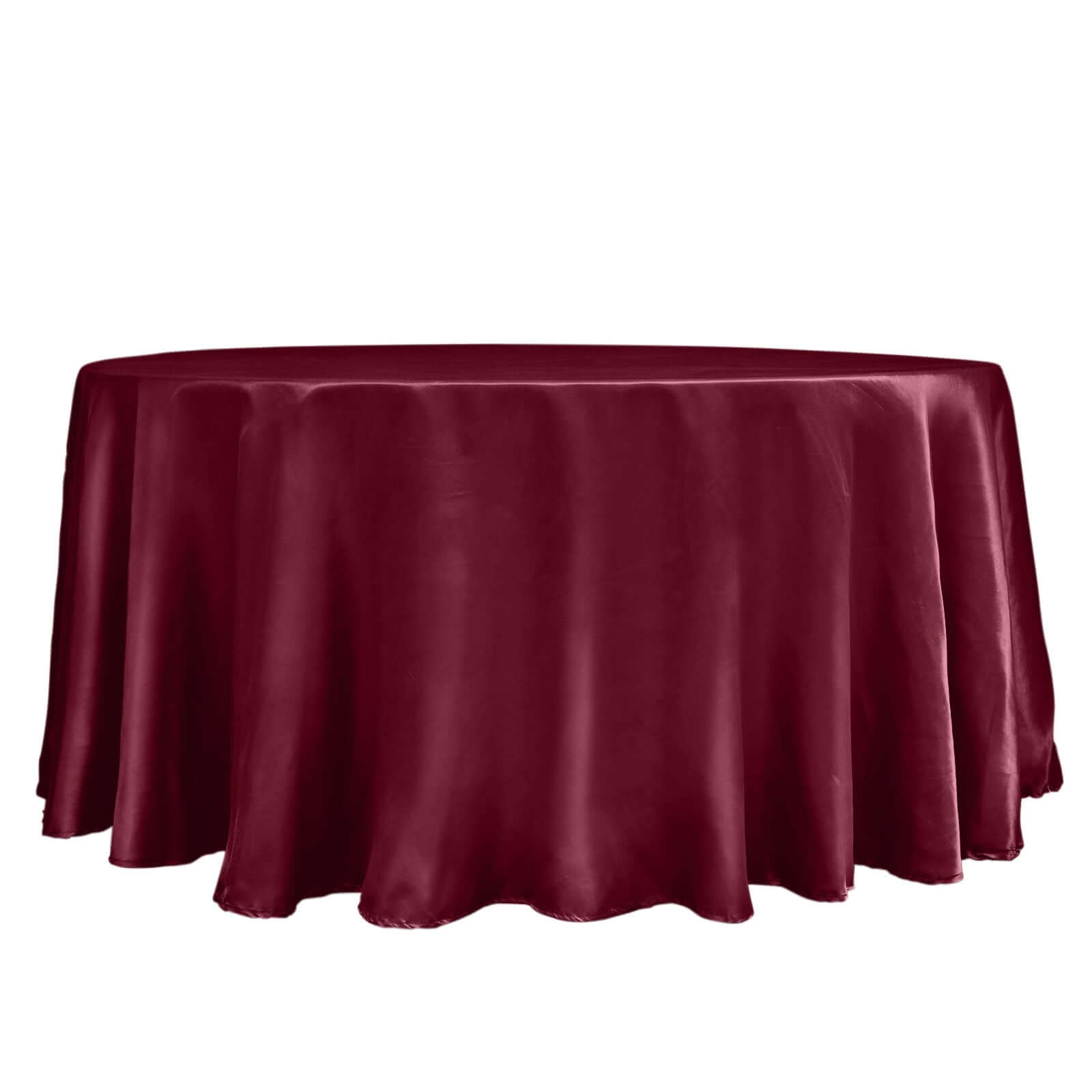 Satin 120" Round Tablecloth Burgundy - Stylish Seamless Table Cover