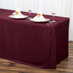 Fitted Polyester 72"x30" Rectangle Tablecloth Burgundy - Durable Table Cover