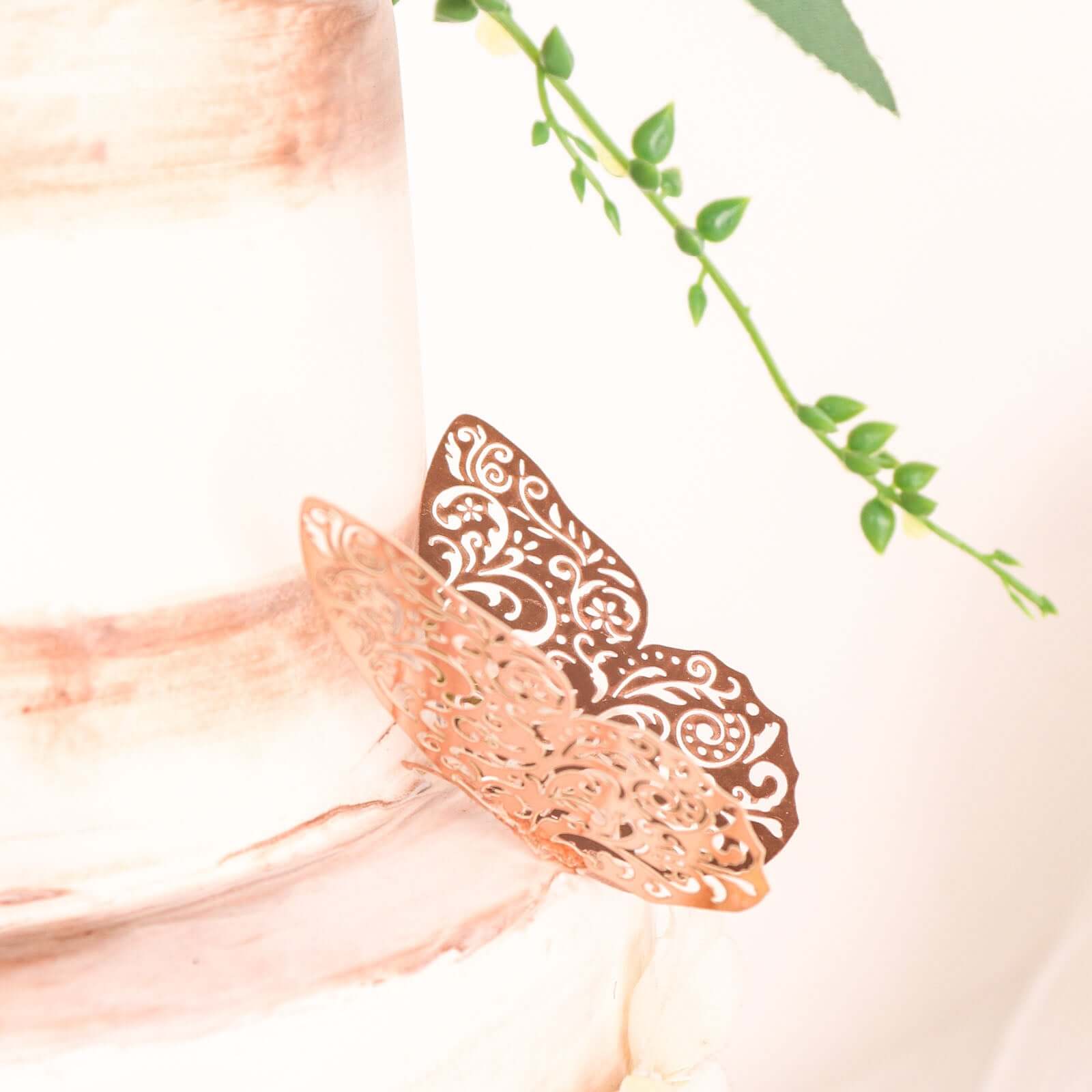 12-Pack 3D Butterfly Wall Decals, DIY Removable Mural Stickers Rose Gold Cake Decorations Eye-Catching Design