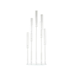 7-Arm Clear Crystal Cluster Candelabra with Hurricane Shades - Stylish Wedding Aisle Table Centerpiece 47"