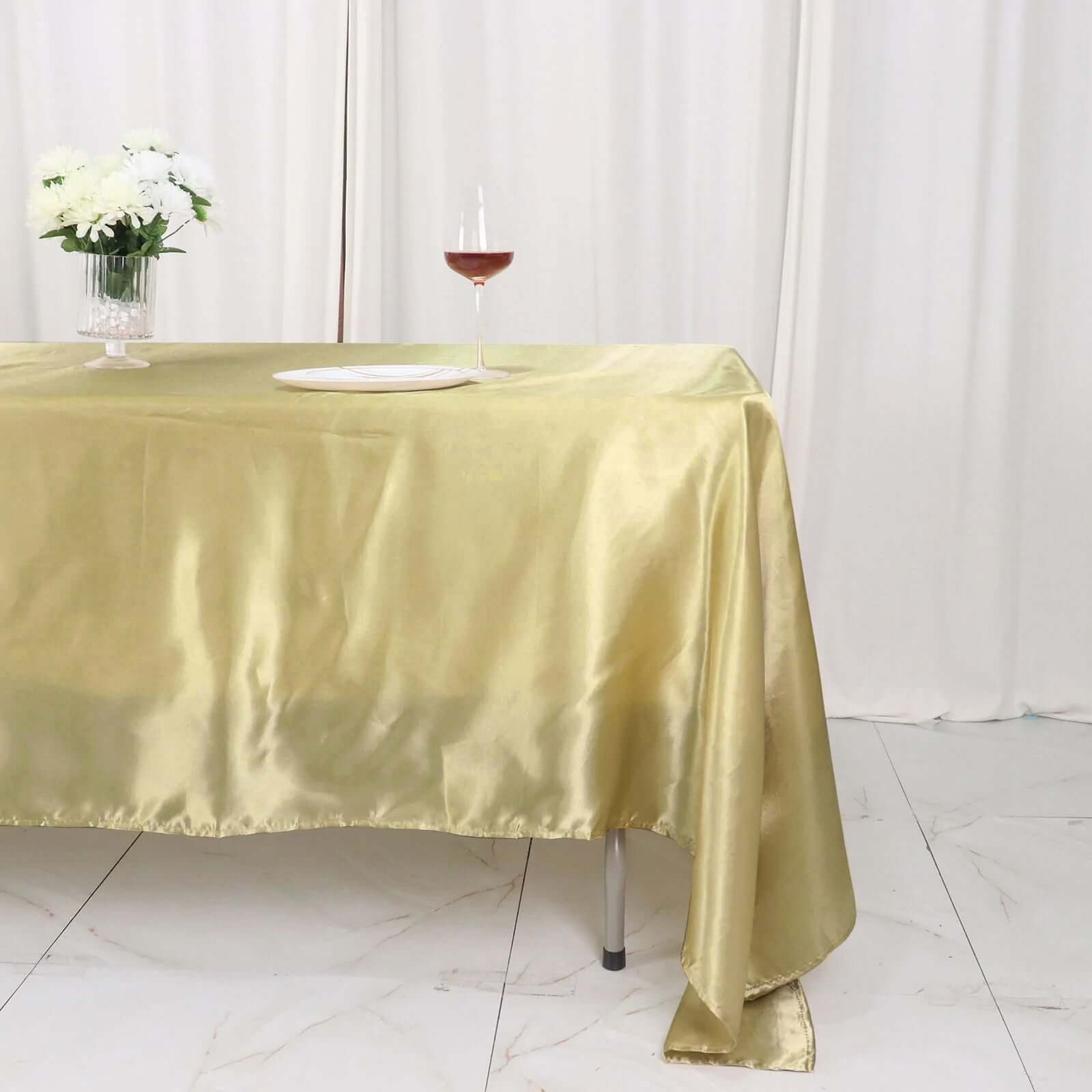 Satin Rectangular 60"x126" Tablecloth Champagne - Smooth and Lustrous Table Cover