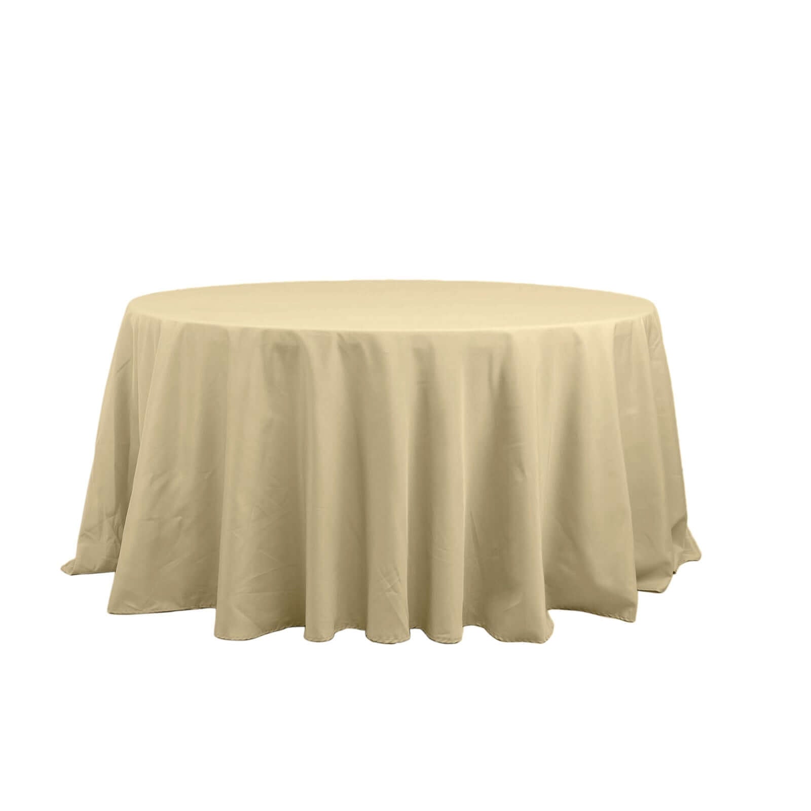 Polyester 132" Round Tablecloth Champagne - Seamless Chic Table Cover