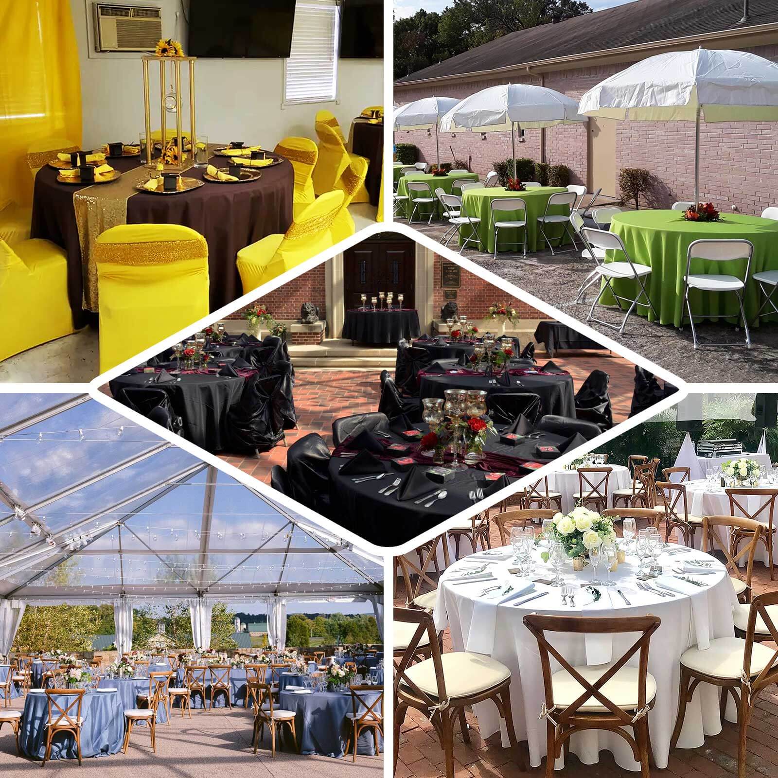 Polyester 120" Round Tablecloth Champagne - Seamless Wrinkle-Resistant Table Cover