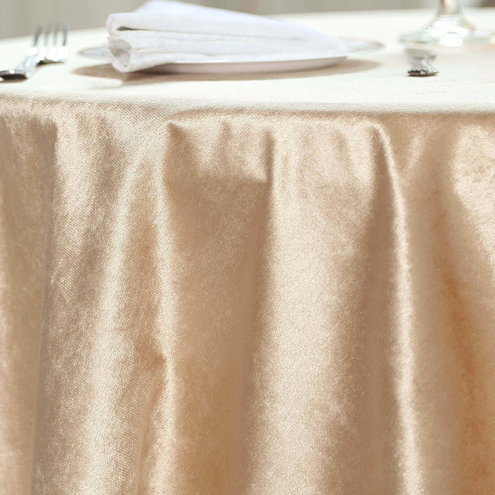 Velvet 72"x72" Table Overlay Square Tablecloth Champagne - Premium Soft Finish Table Topper